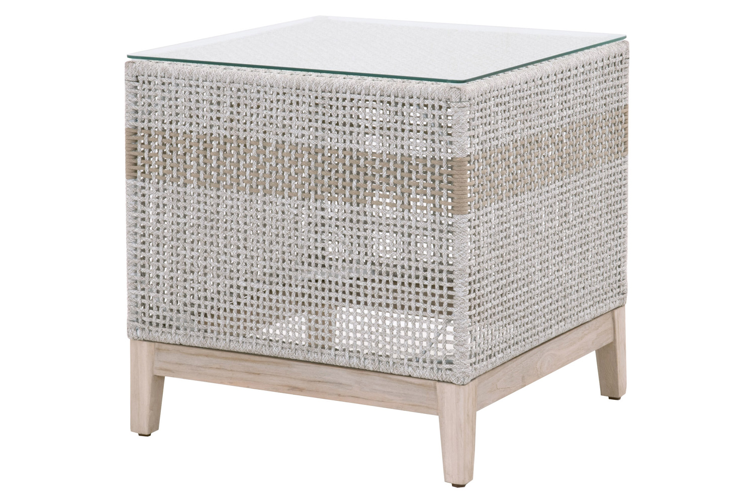 Essentials Woven Tapestry Outdoor End Table - Taupe