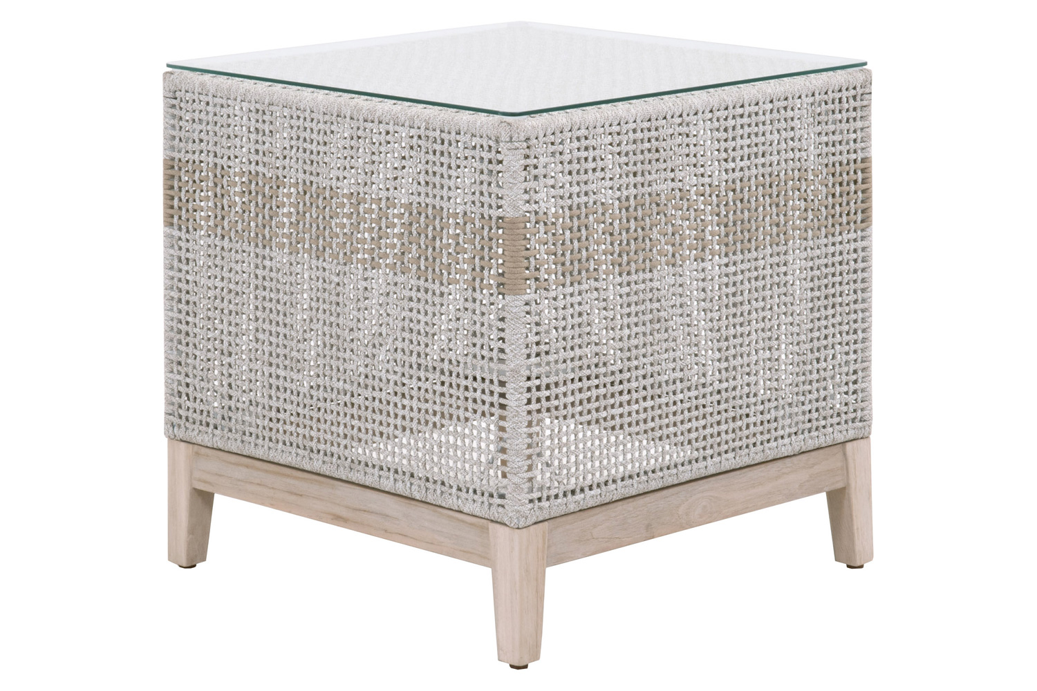 Essentials Woven Tapestry Outdoor End Table - Taupe