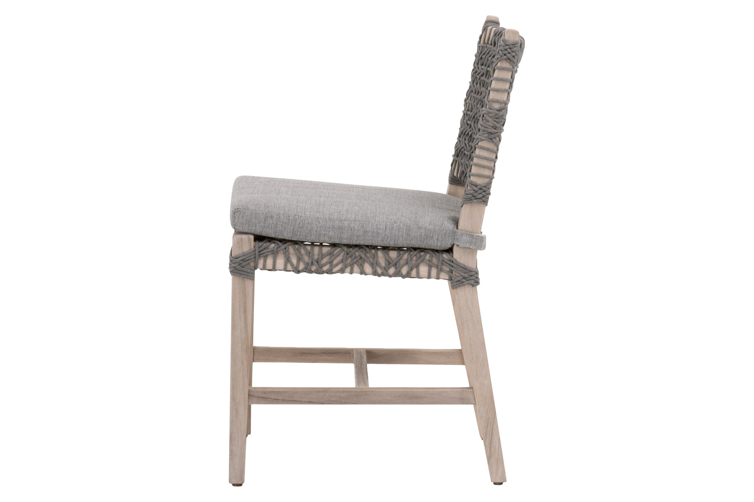 Essentials Woven Costa Outdoor Dining Chair, Set of 2 - Dove Flat Rope Gray Teak