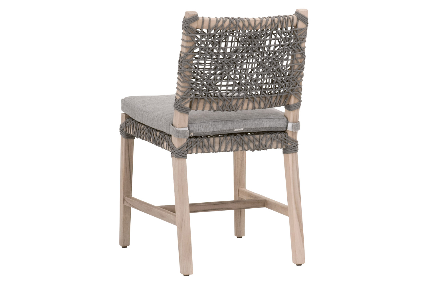 Essentials Woven Costa Outdoor Dining Chair, Set of 2 - Dove Flat Rope Gray Teak