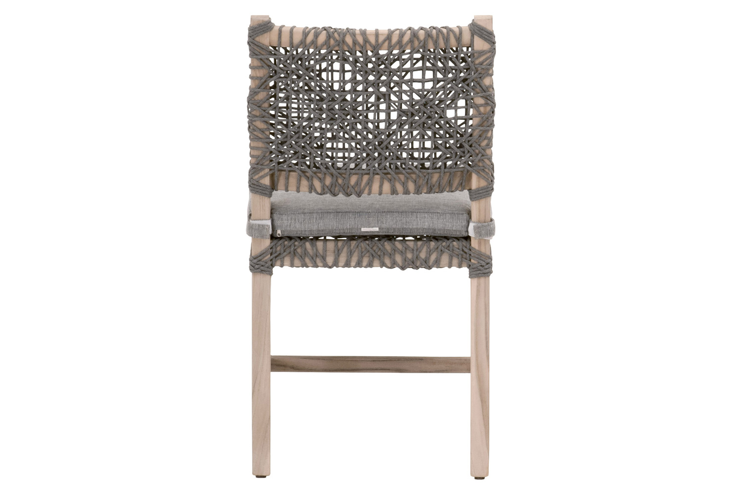 Essentials Woven Costa Outdoor Dining Chair, Set of 2 - Dove Flat Rope Gray Teak