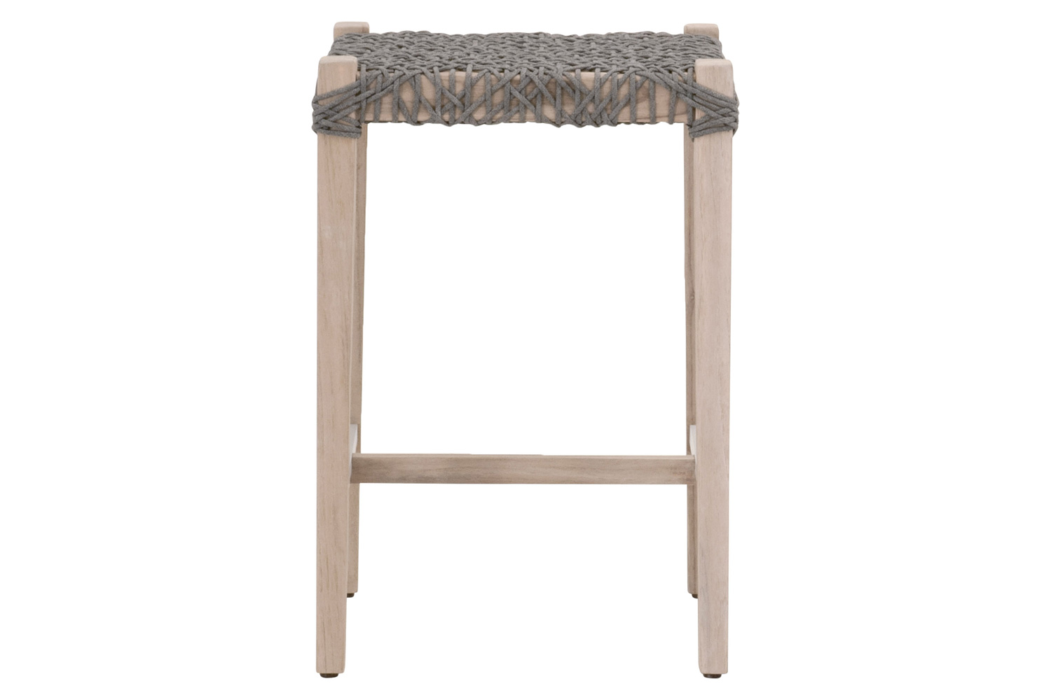 Essentials Woven Costa Outdoor Backless Counter Stool - Dove Flat Rope Gray Teak