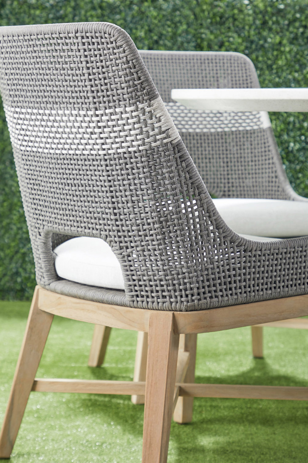 Essentials Woven Tapestry Outdoor Dining Chair, Set of 2 - Dove Flat Rope