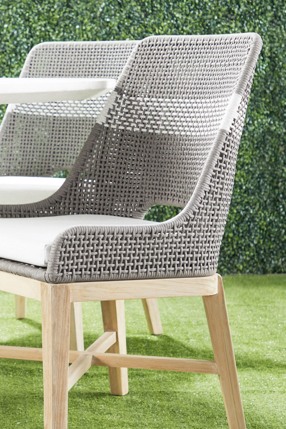 Essentials Woven Tapestry Outdoor Dining Chair, Set of 2 - Dove Flat Rope