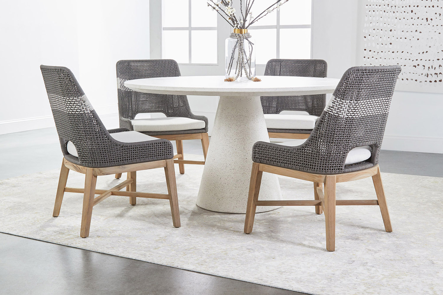 Essentials Woven Tapestry Dining Chair, Set of 2 - Dove Flat Rope