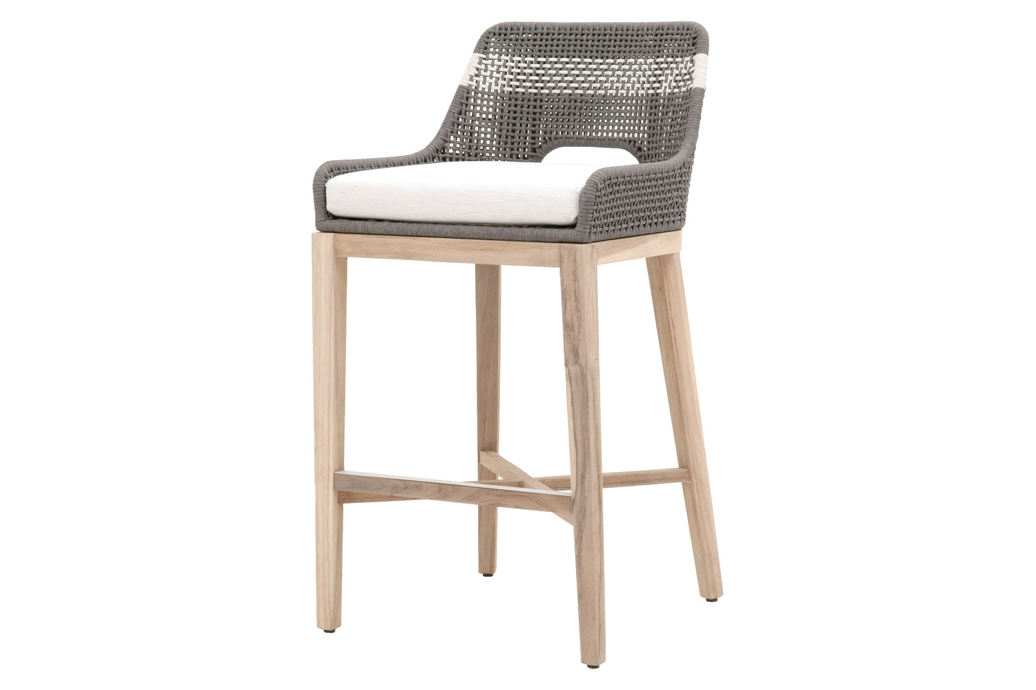 Essentials Woven Tapestry Outdoor Barstool - Dove Flat Rope