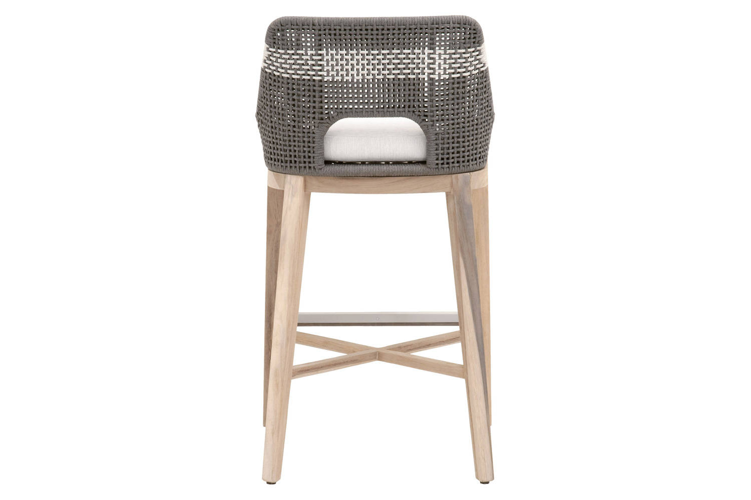 Essentials Woven Tapestry Outdoor Barstool - Dove Flat Rope