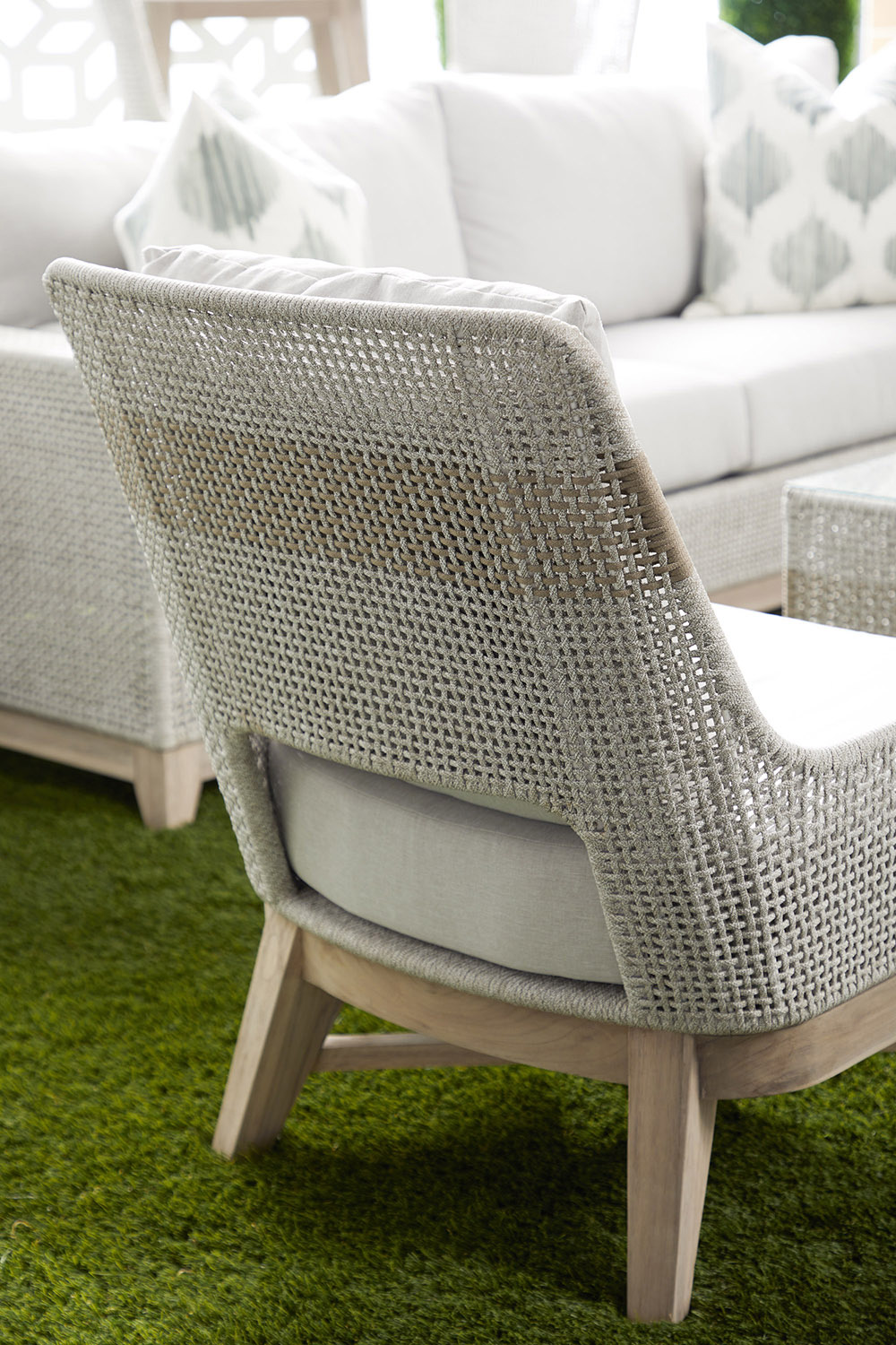 Essentials - Woven Tapestry Outdoor Club Chair in Taupe