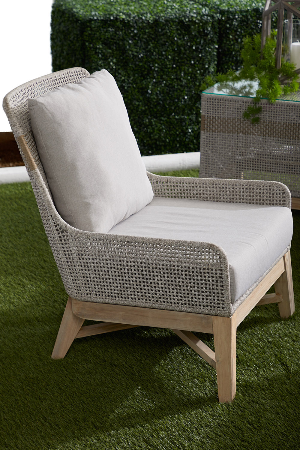 Essentials - Woven Tapestry Outdoor Club Chair in Taupe