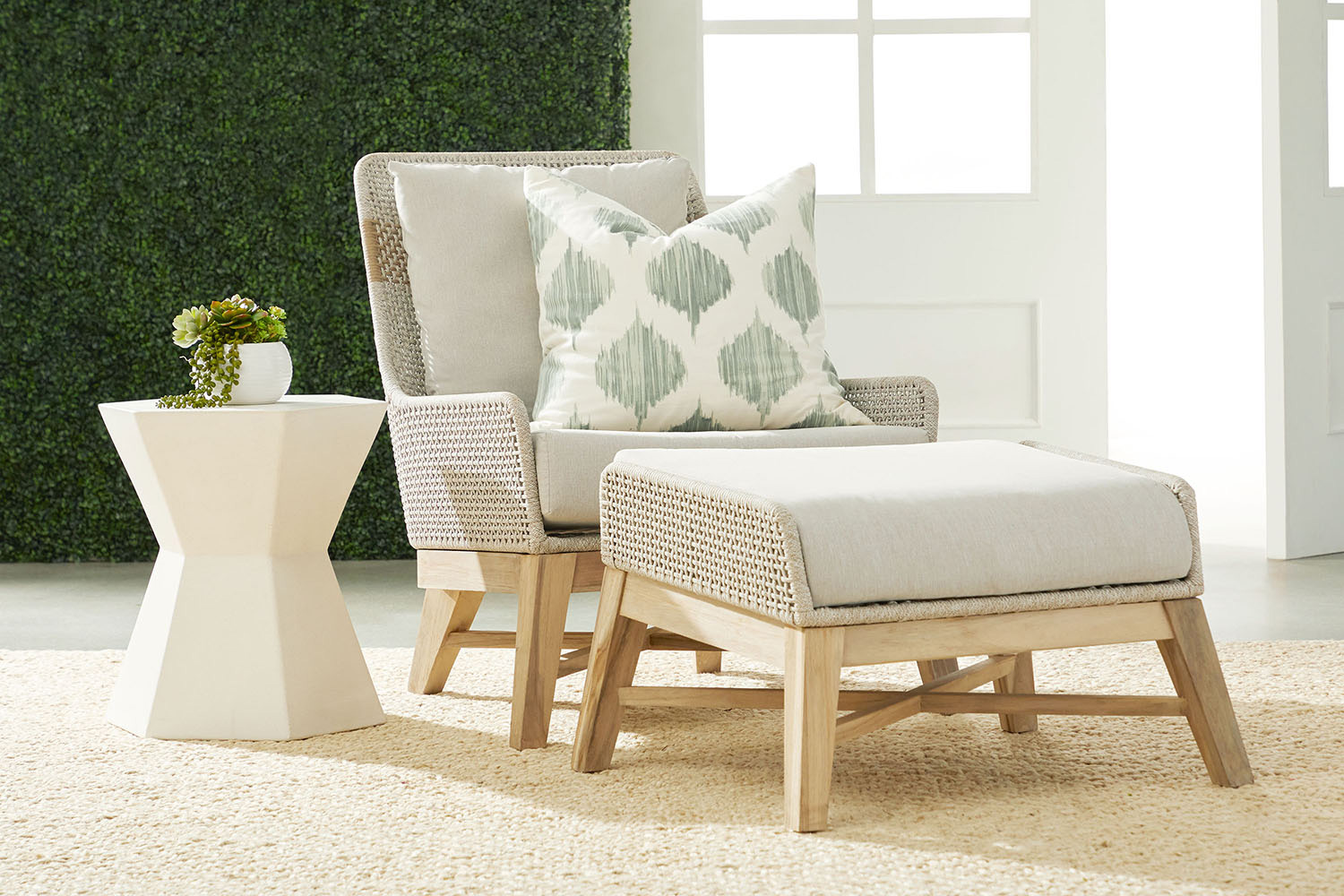 Essentials - Woven Tapestry Outdoor Club Chair in Taupe