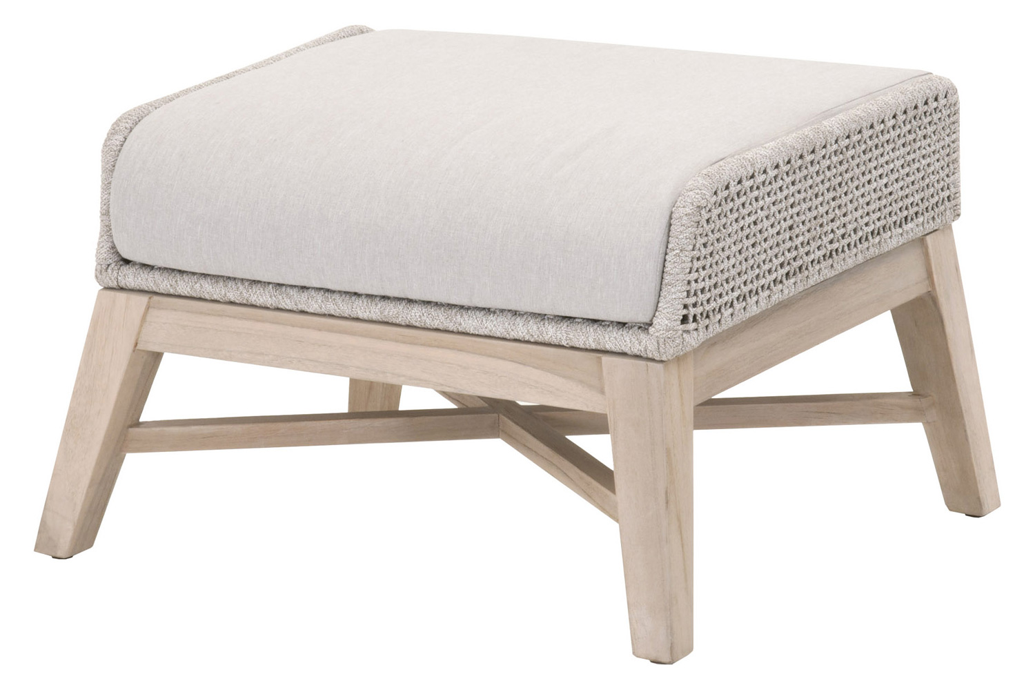 Essentials - Woven Tapestry Outdoor Footstool in Taupe