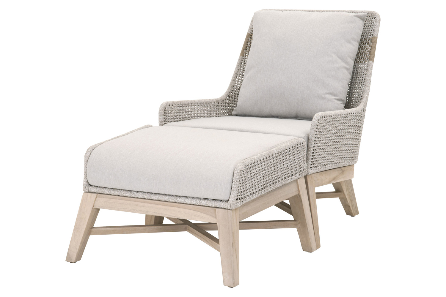 Essentials - Woven Tapestry Outdoor Footstool in Taupe