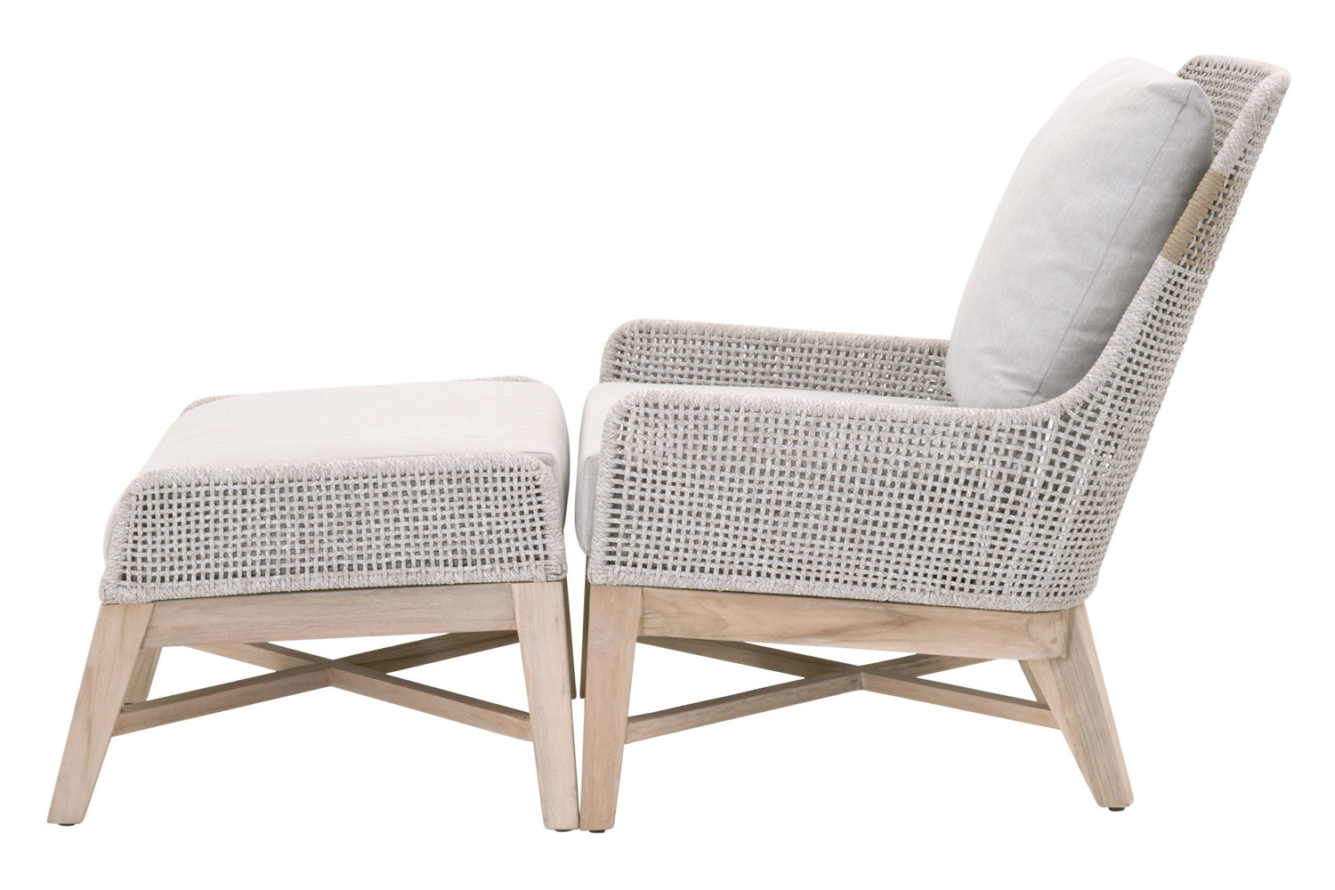 Essentials - Woven Tapestry Outdoor Footstool in Taupe