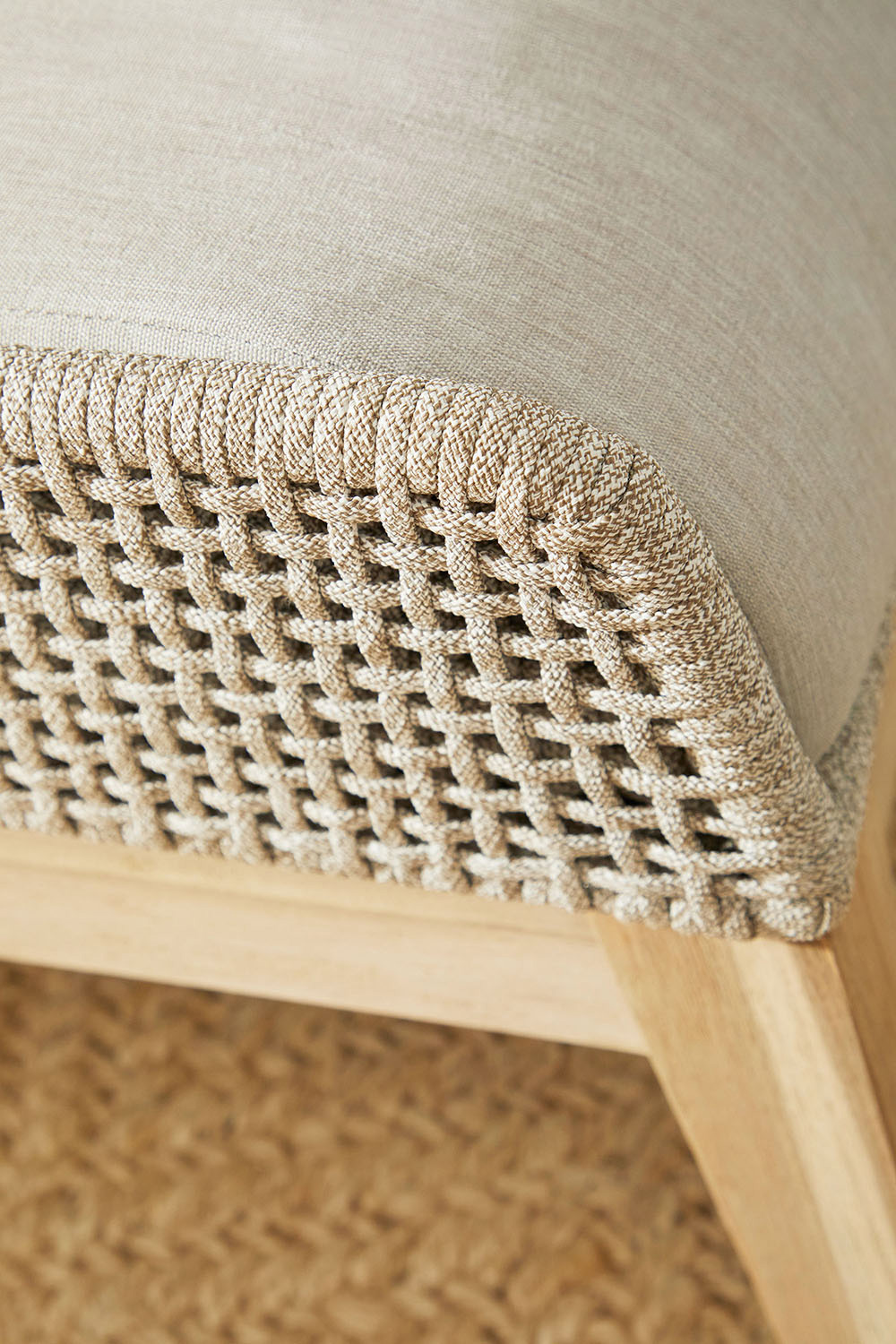 Essentials - Woven Tapestry Outdoor Footstool in Taupe