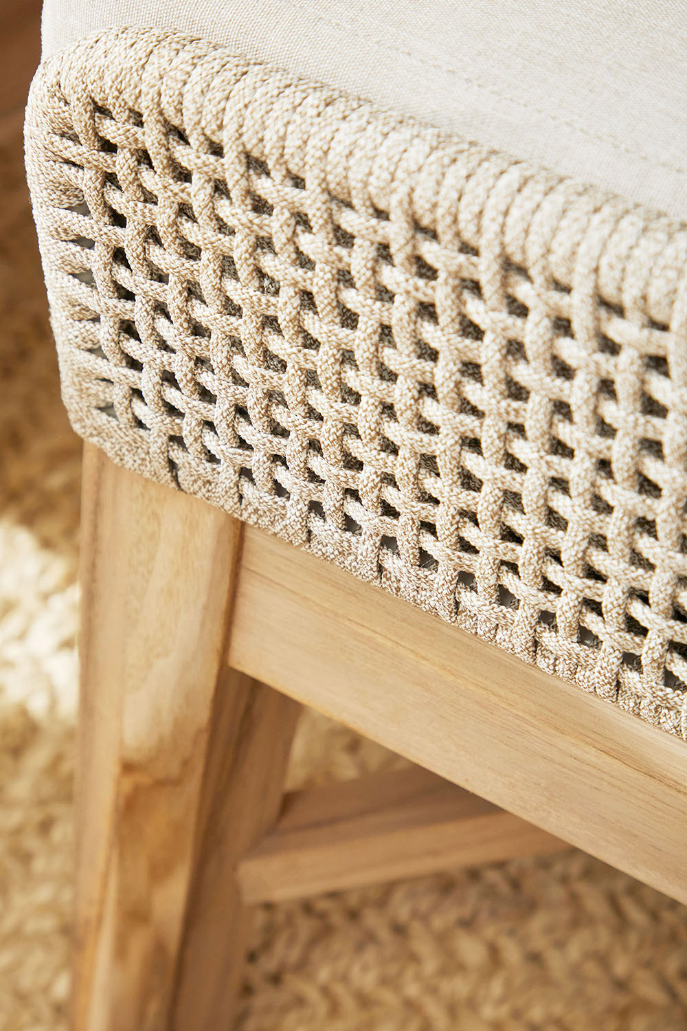 Essentials - Woven Tapestry Outdoor Footstool in Taupe