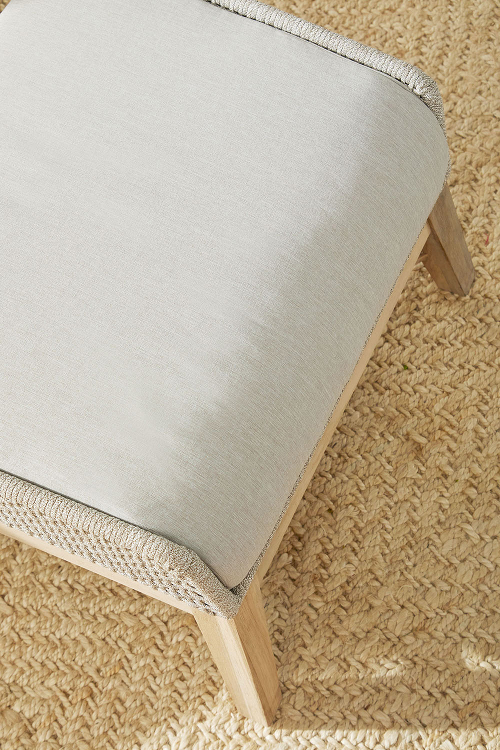 Essentials - Woven Tapestry Outdoor Footstool in Taupe