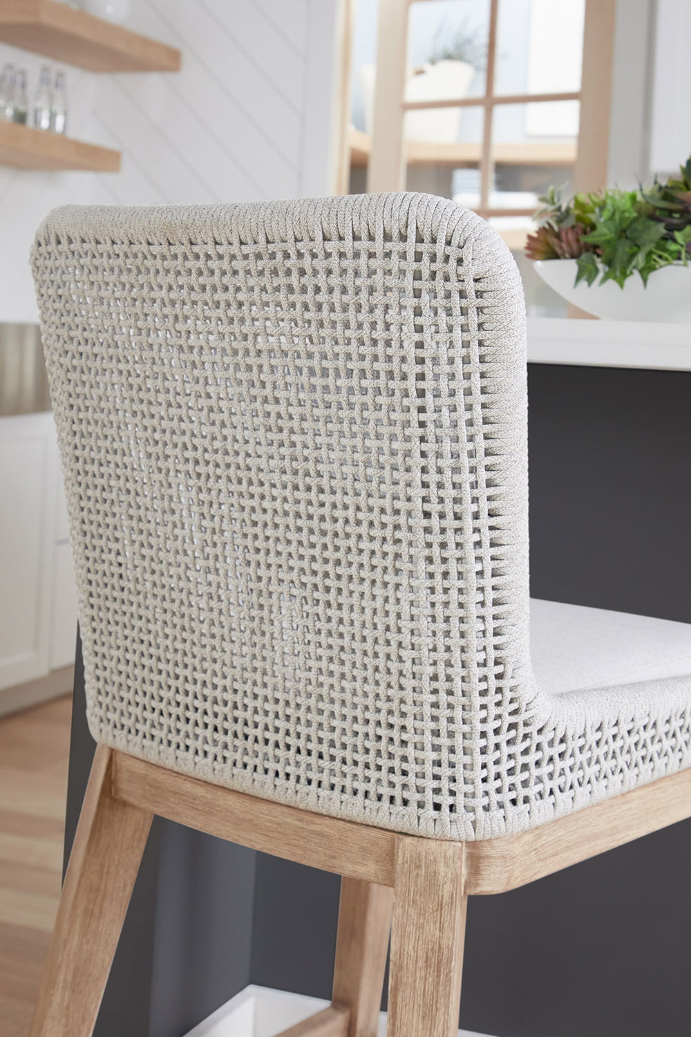 Essentials Woven Mesh Counter Stool - White Speckle Natural Gray