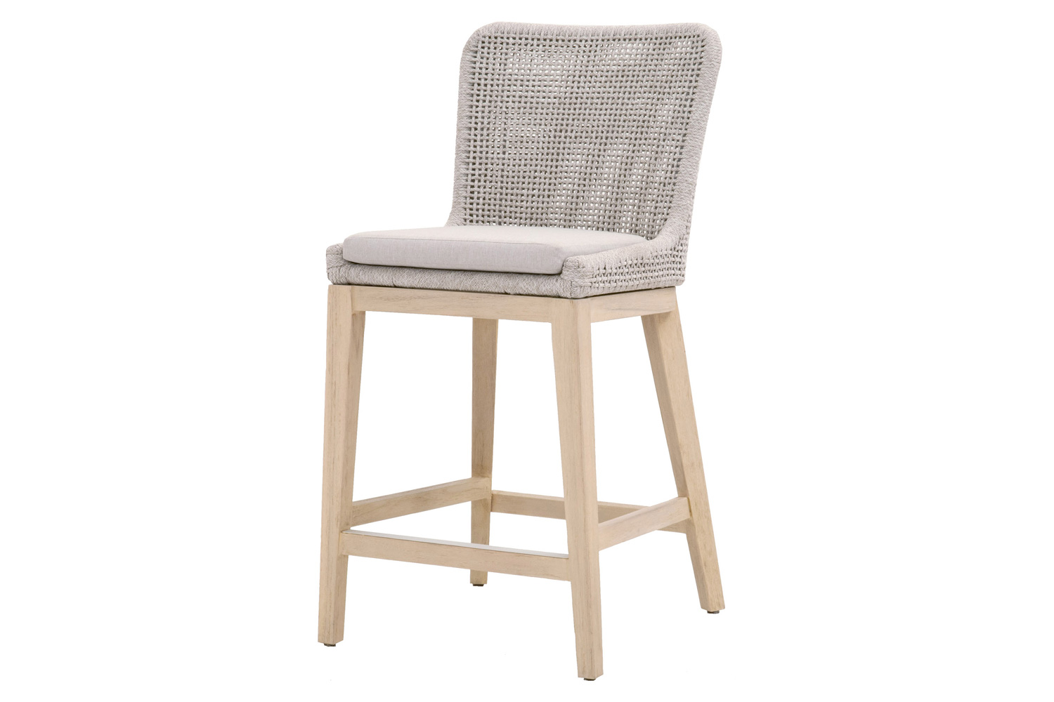 Essentials Woven Mesh Outdoor Counter Stool - Taupe White Gray Teak