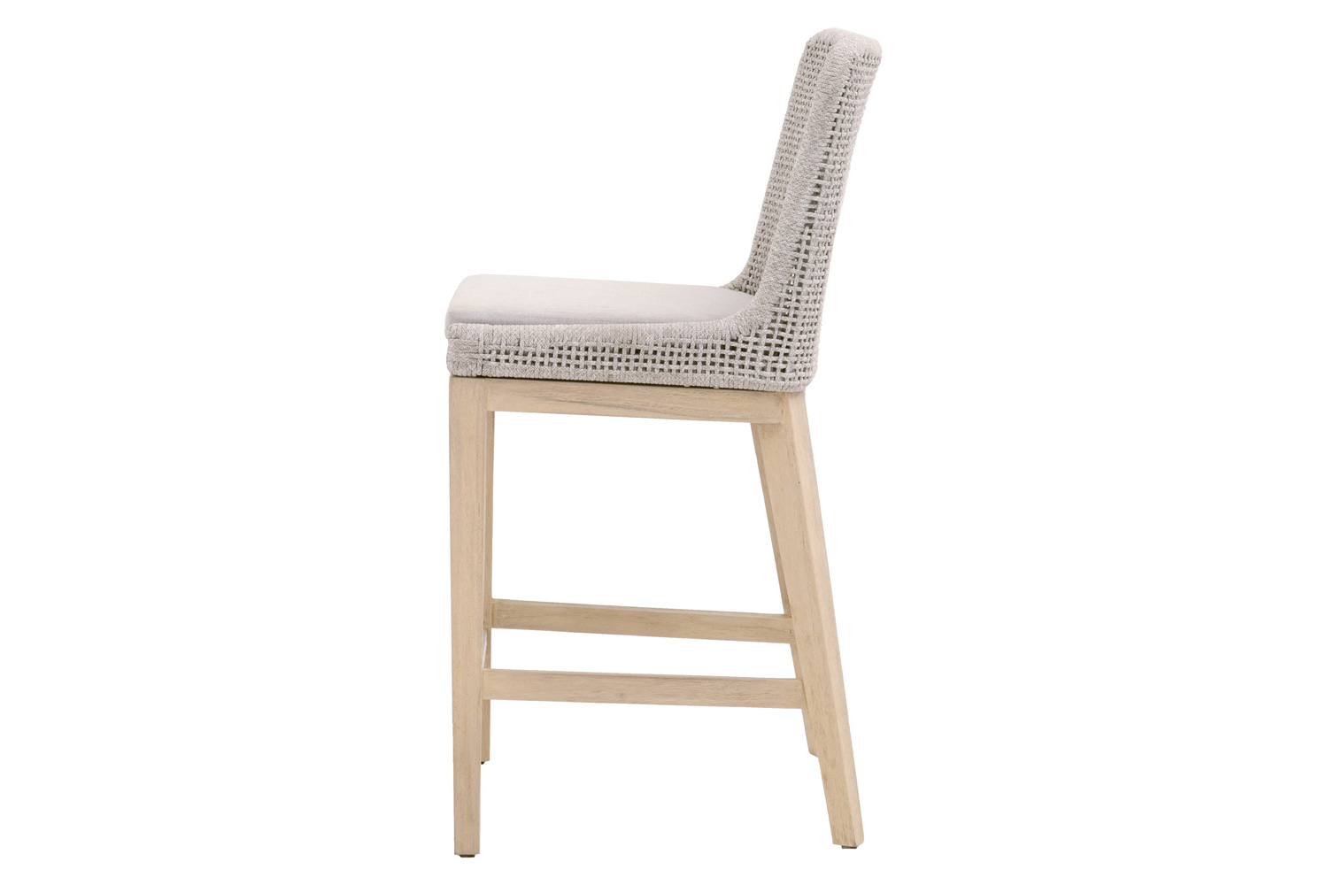 Essentials Woven Mesh Outdoor Counter Stool - Taupe White Gray Teak