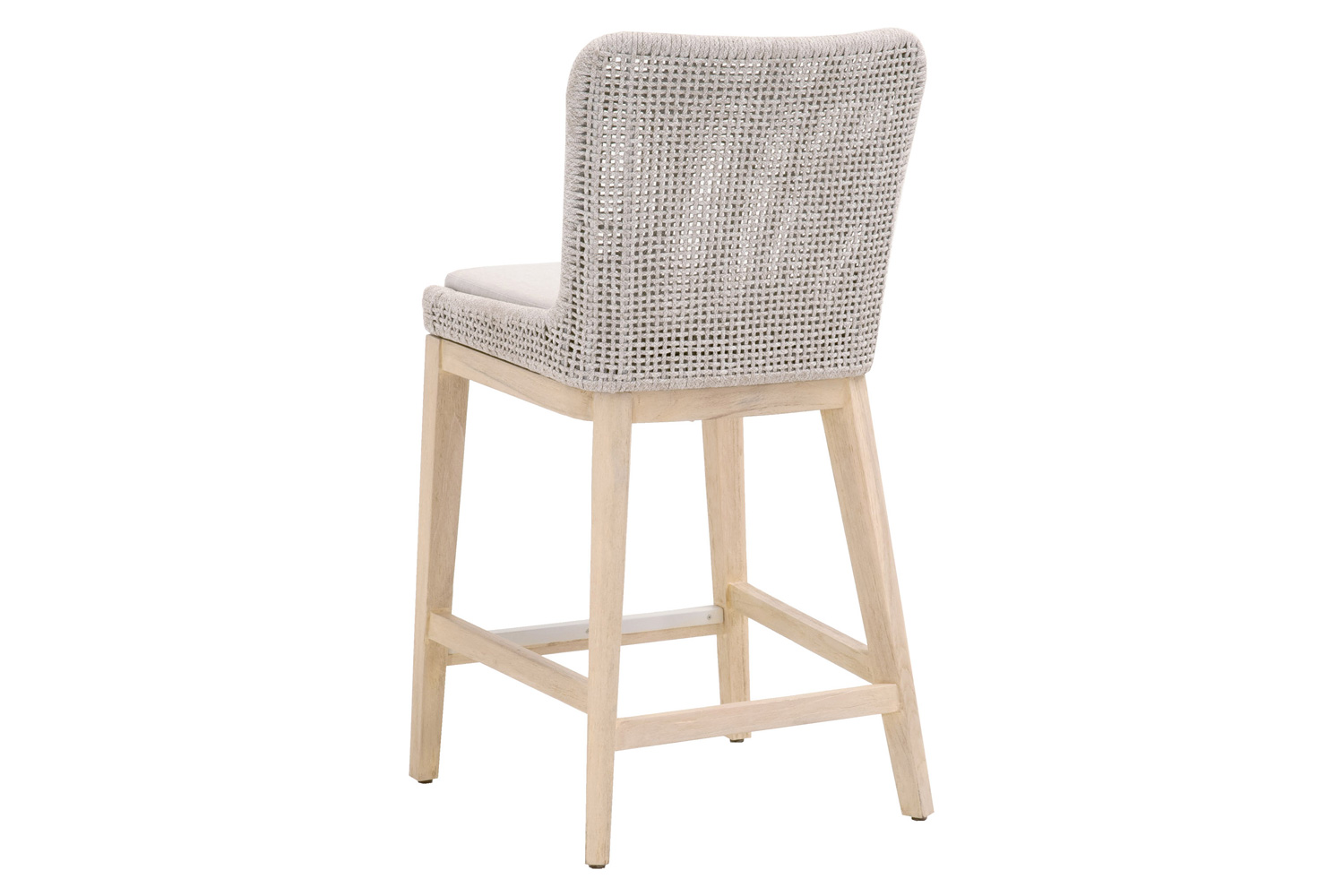 Essentials Woven Mesh Outdoor Counter Stool - Taupe White Gray Teak