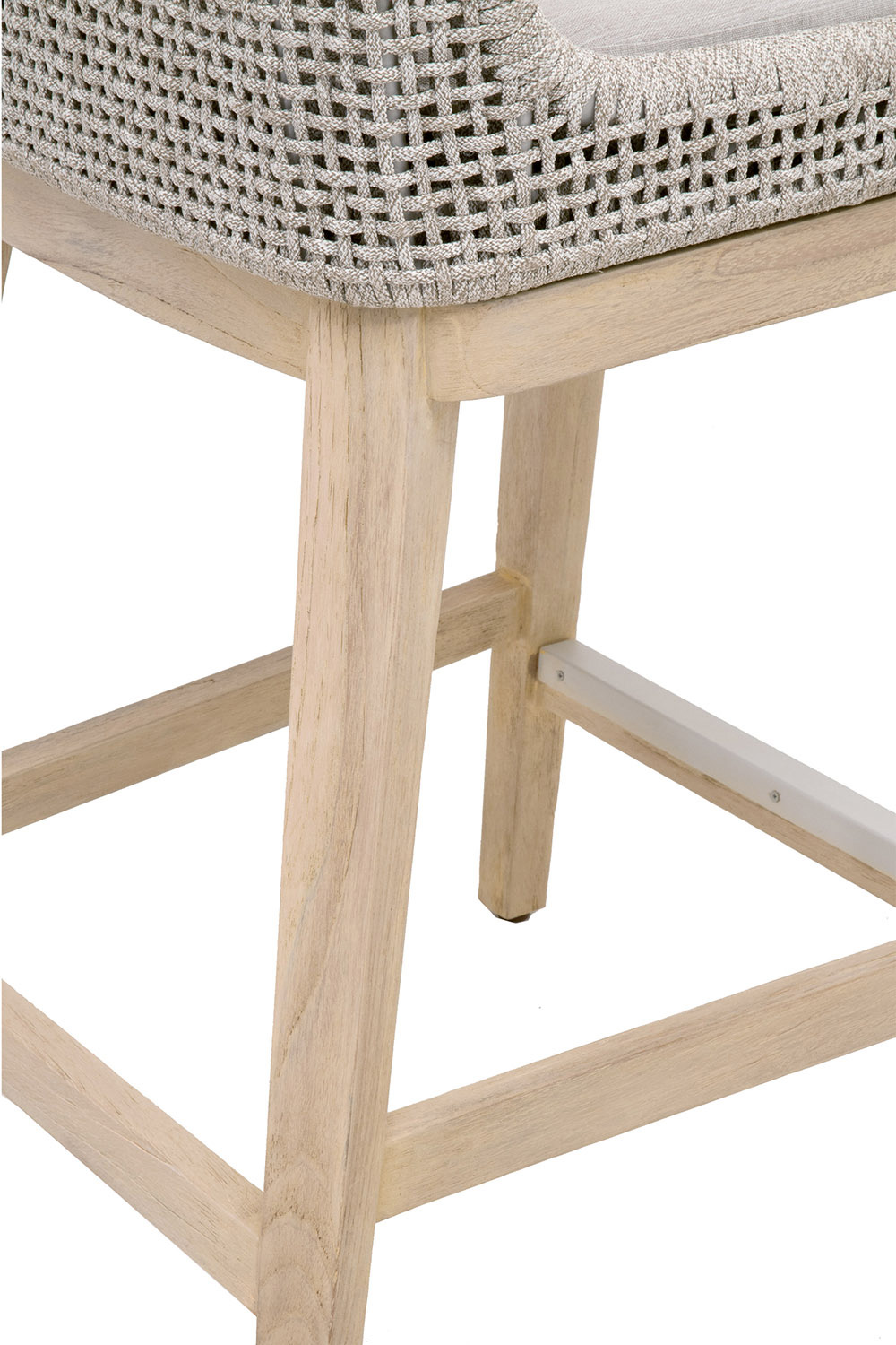 Essentials Woven Mesh Outdoor Counter Stool - Taupe White Gray Teak