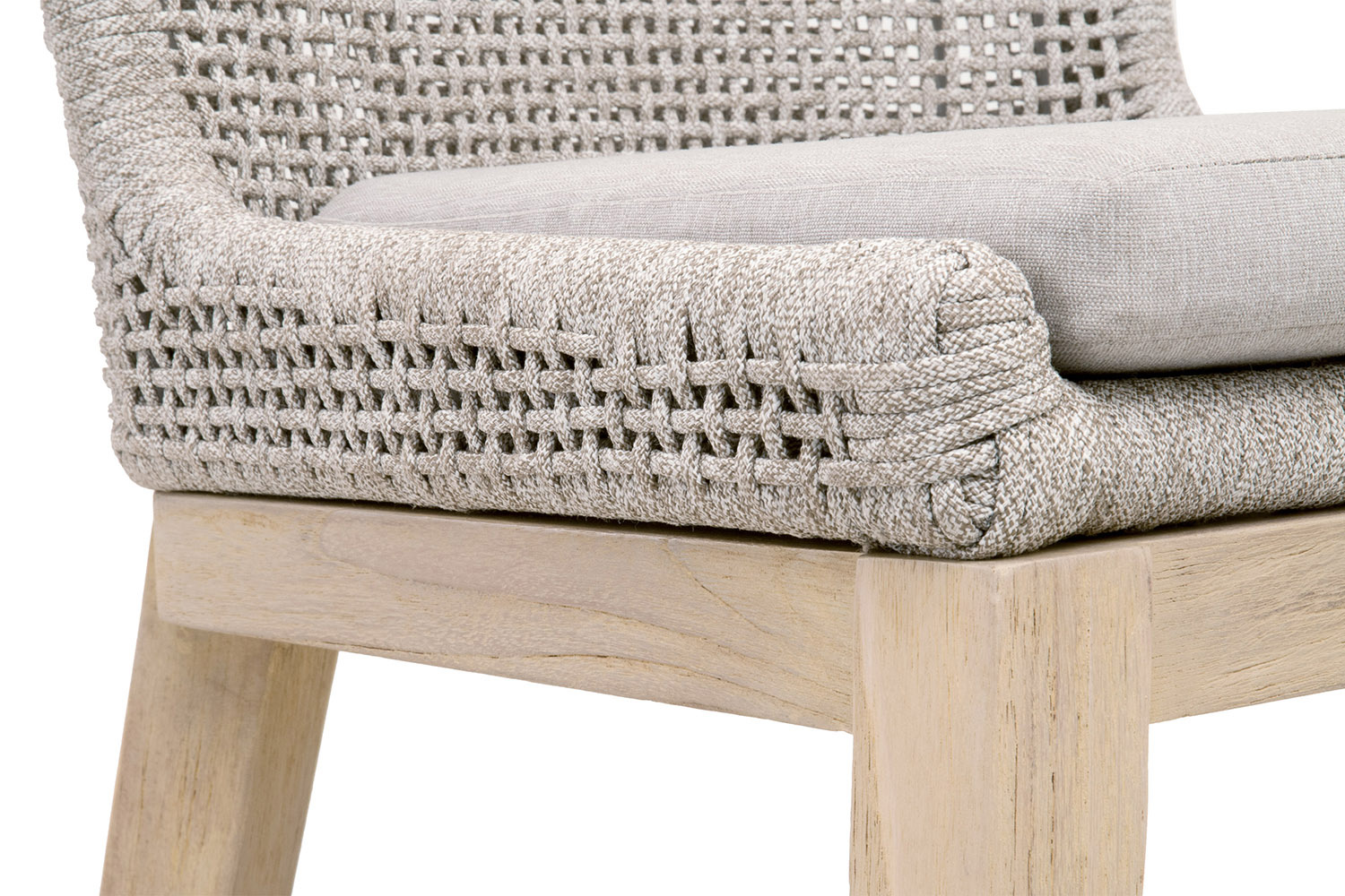 Essentials Woven Mesh Outdoor Counter Stool - Taupe White Gray Teak