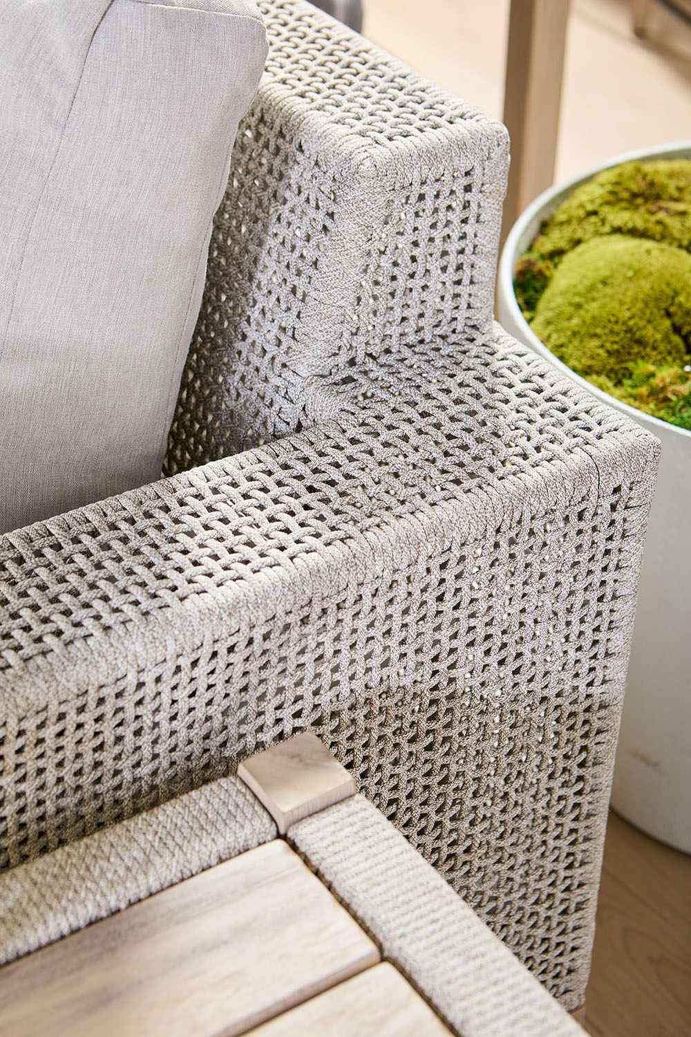 Essentials Woven Wrap Outdoor End Table - Taupe