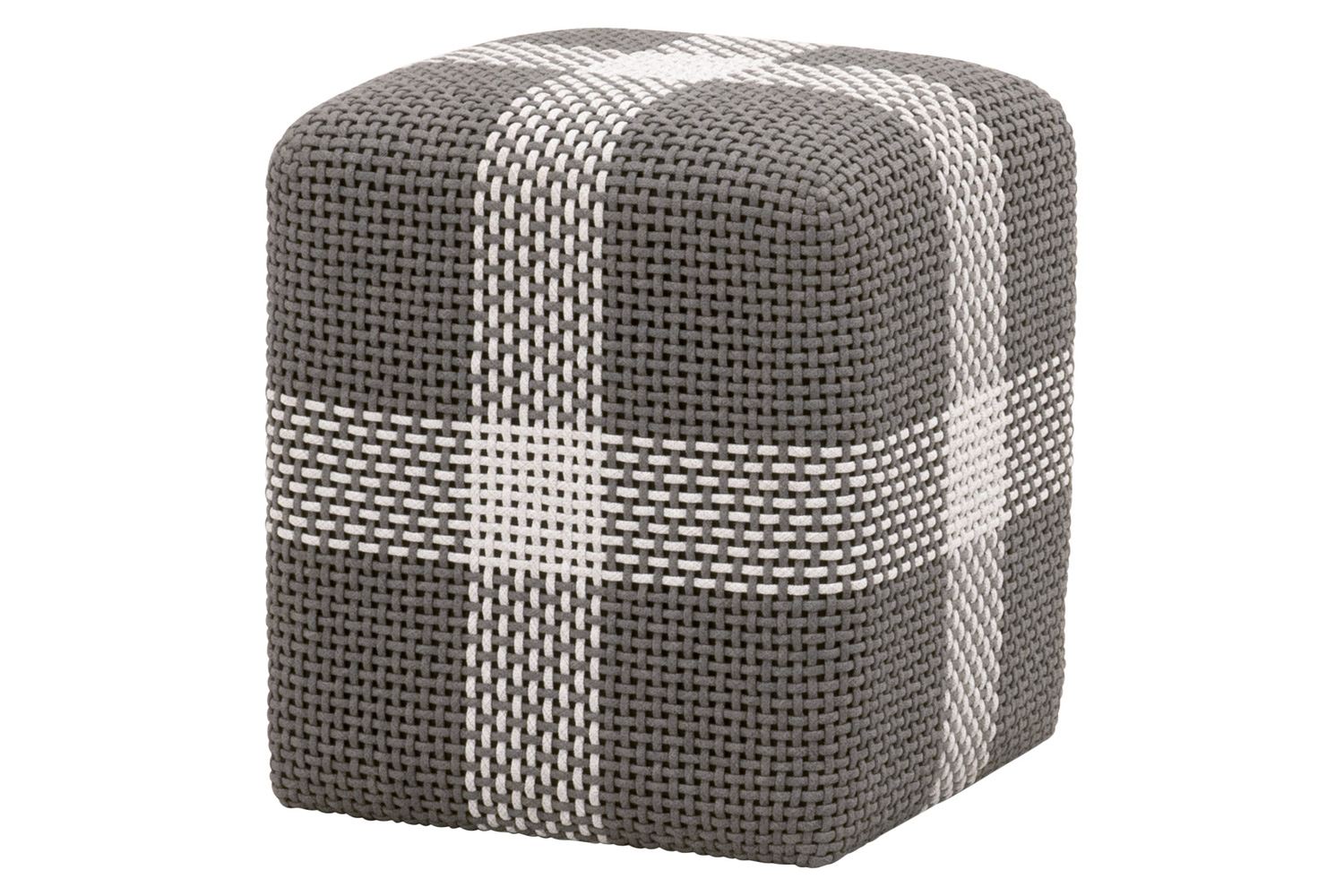 Essentials Woven Cross Accent Cube - Dove