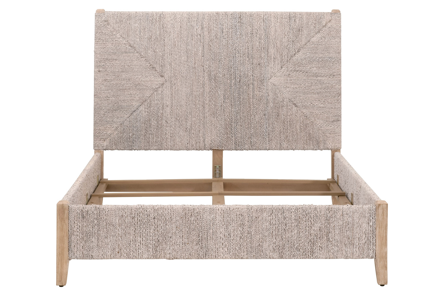 Essentials Woven Malay Queen Bed - White Wash Natural Gray