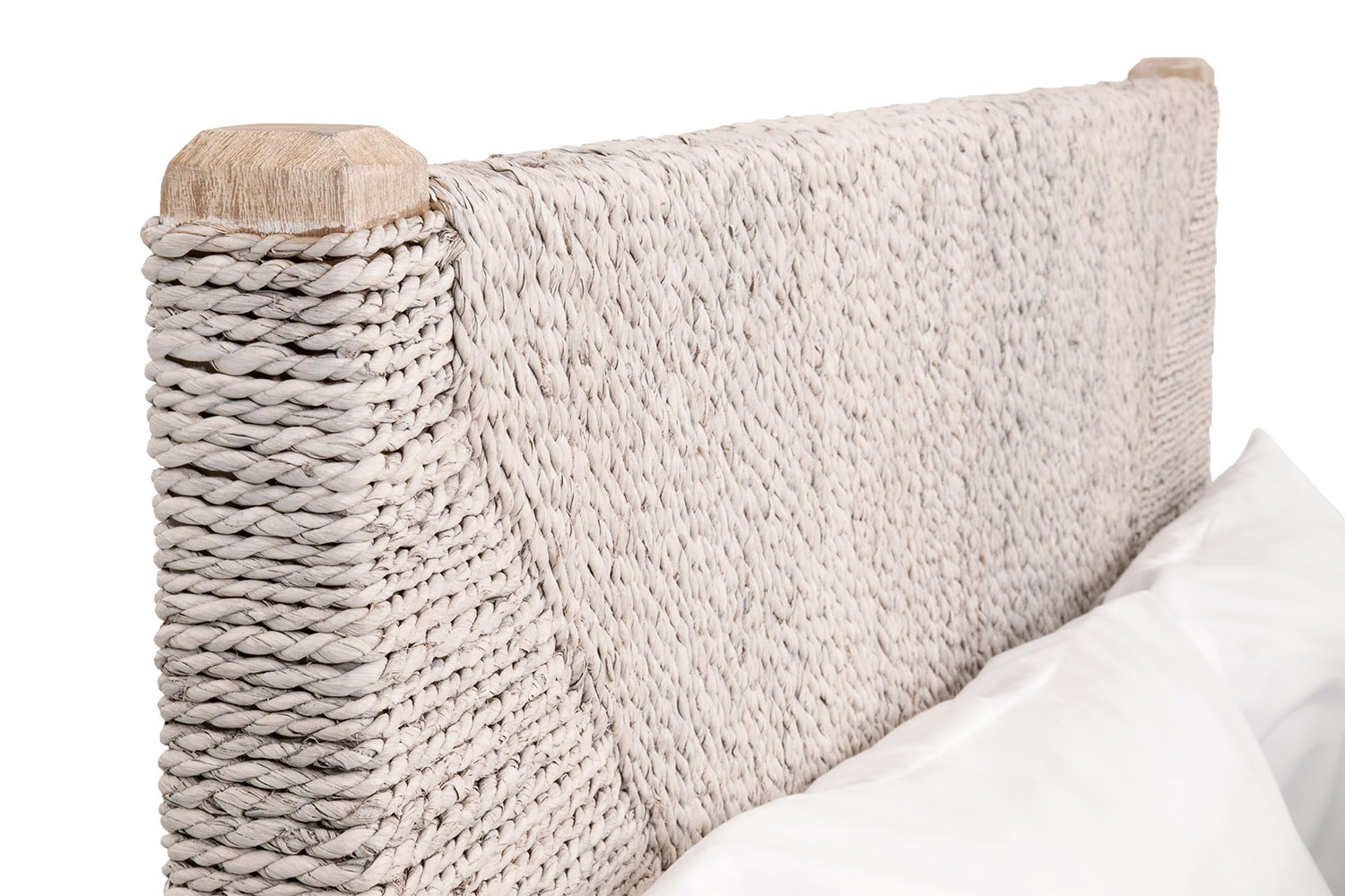 Essentials Woven Malay Queen Bed - White Wash Natural Gray