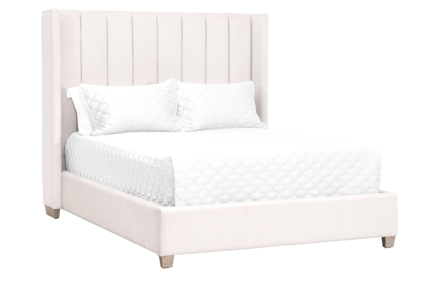 Essentials Chandler Queen Bed - Cream Velvet