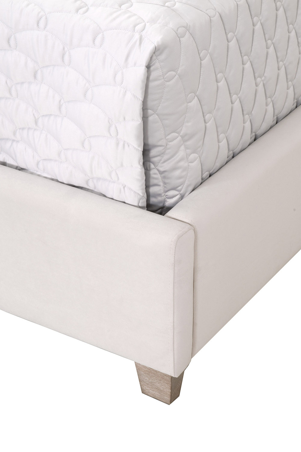 Essentials Chandler Queen Bed - Cream Velvet