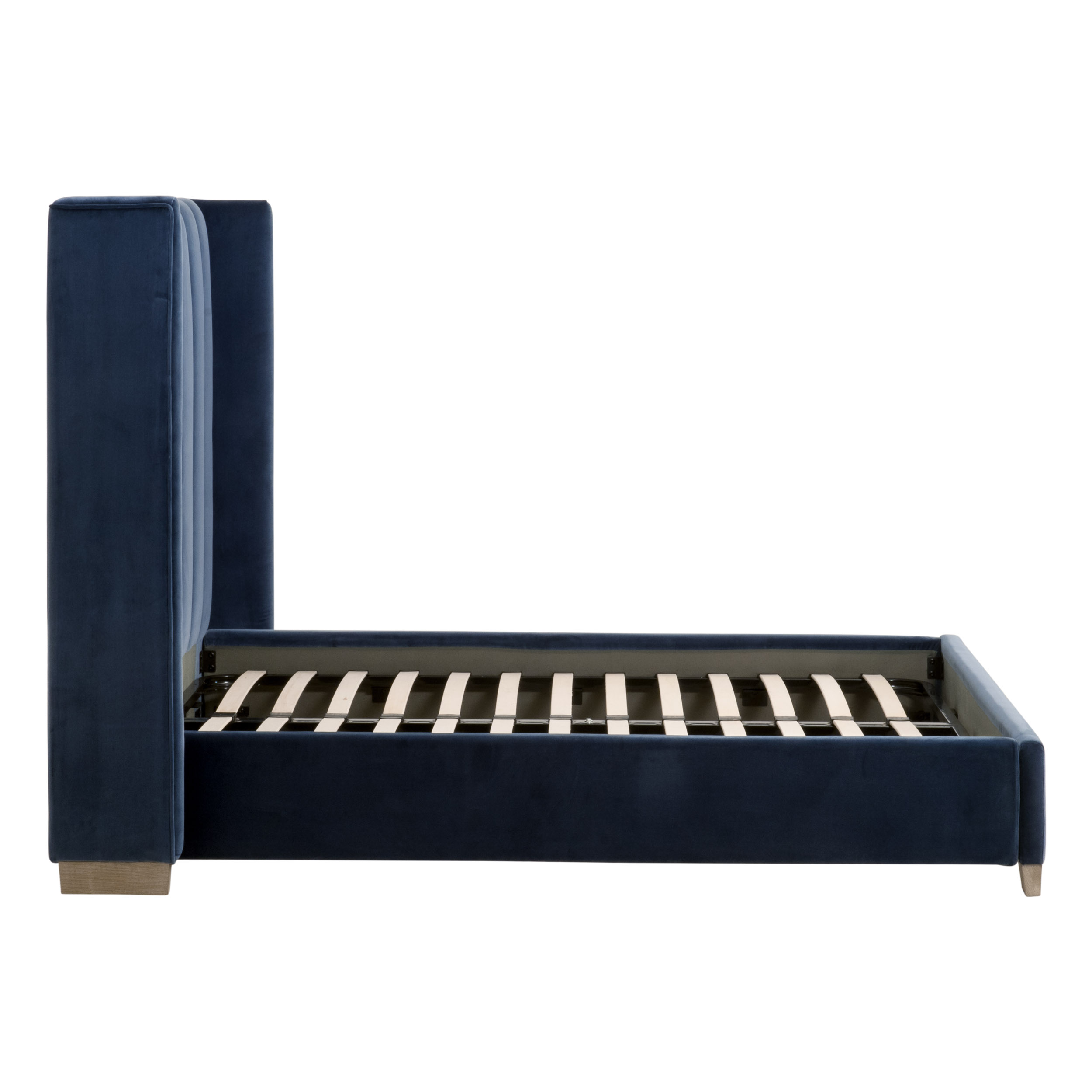 Essentials Chandler Queen Bed - Denim Velvet, Natural Gray Oak