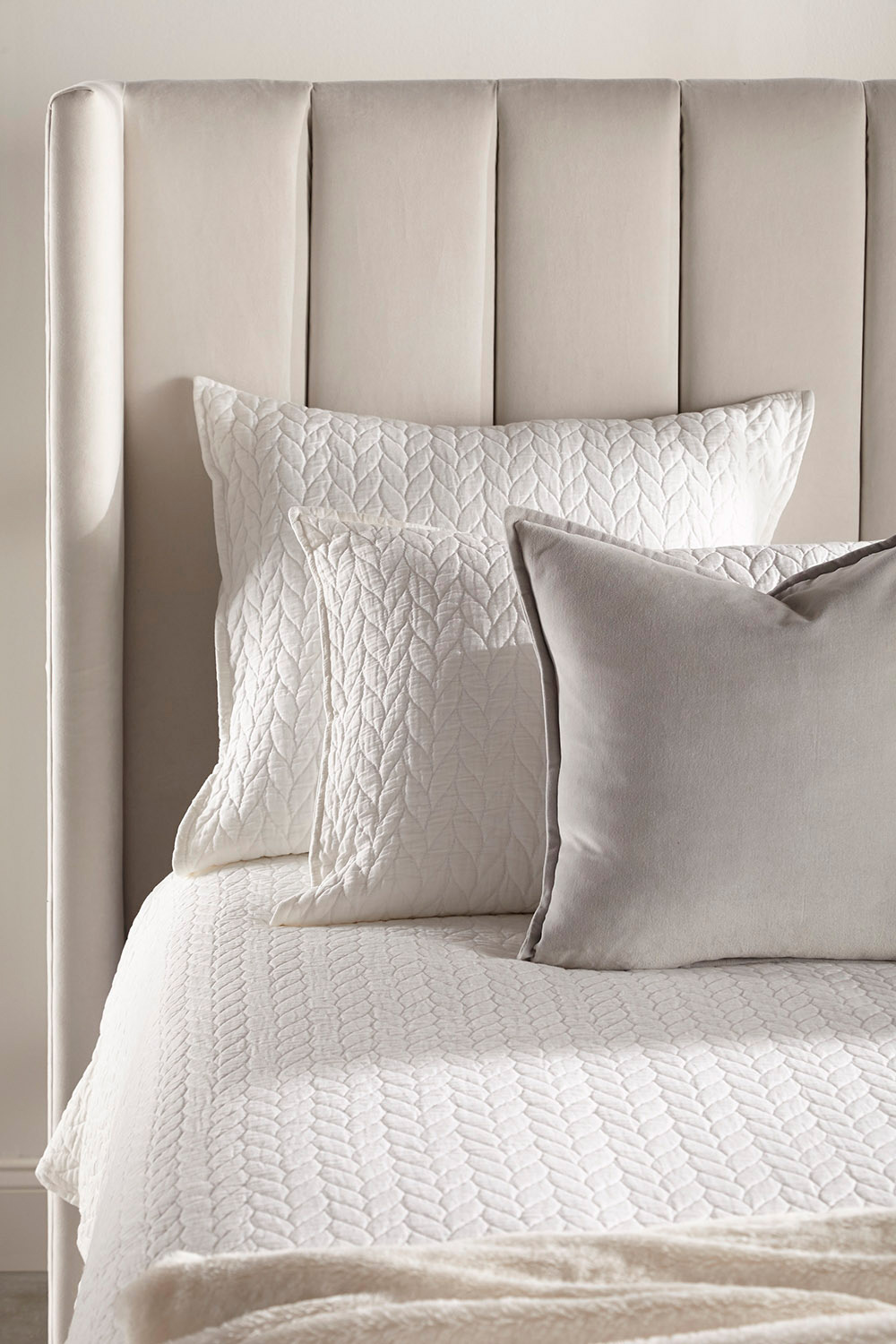 Essentials Chandler Standard King Bed - Cream Velvet