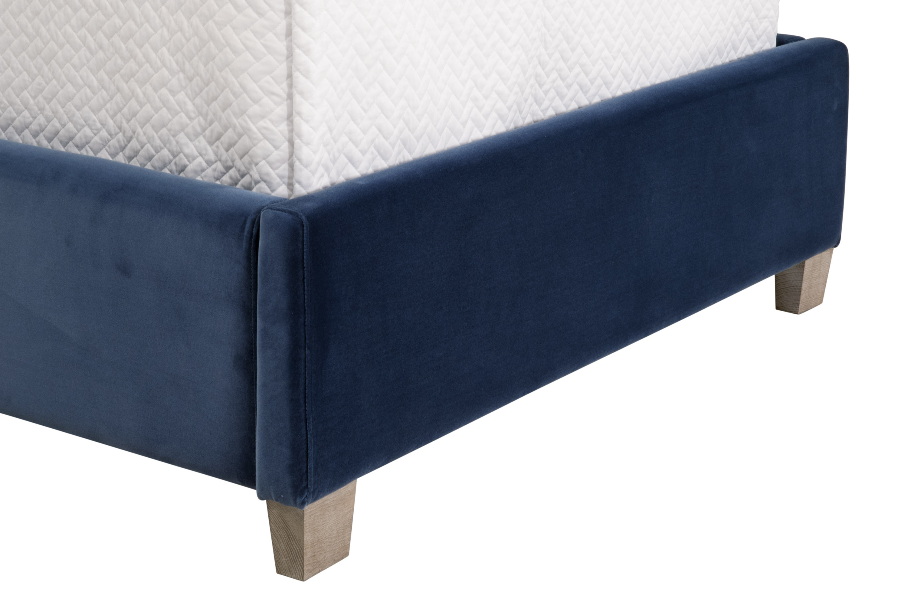 Essentials - Chandler Twin Size Upholstered Bed in Denim Velvet, Natural Gray Oak