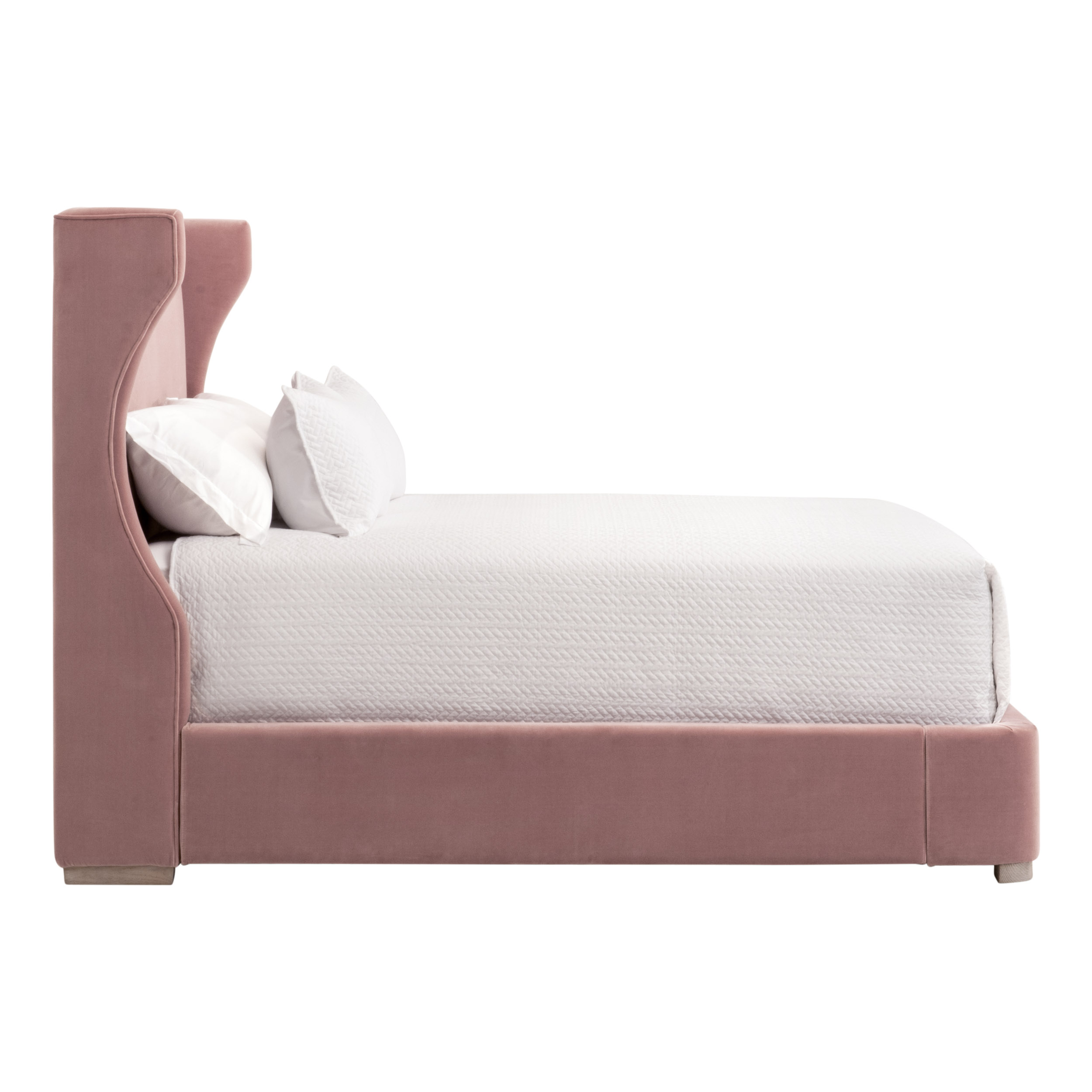 Essentials Balboa Queen Bed - Petal Velvet, Natural Gray Oak