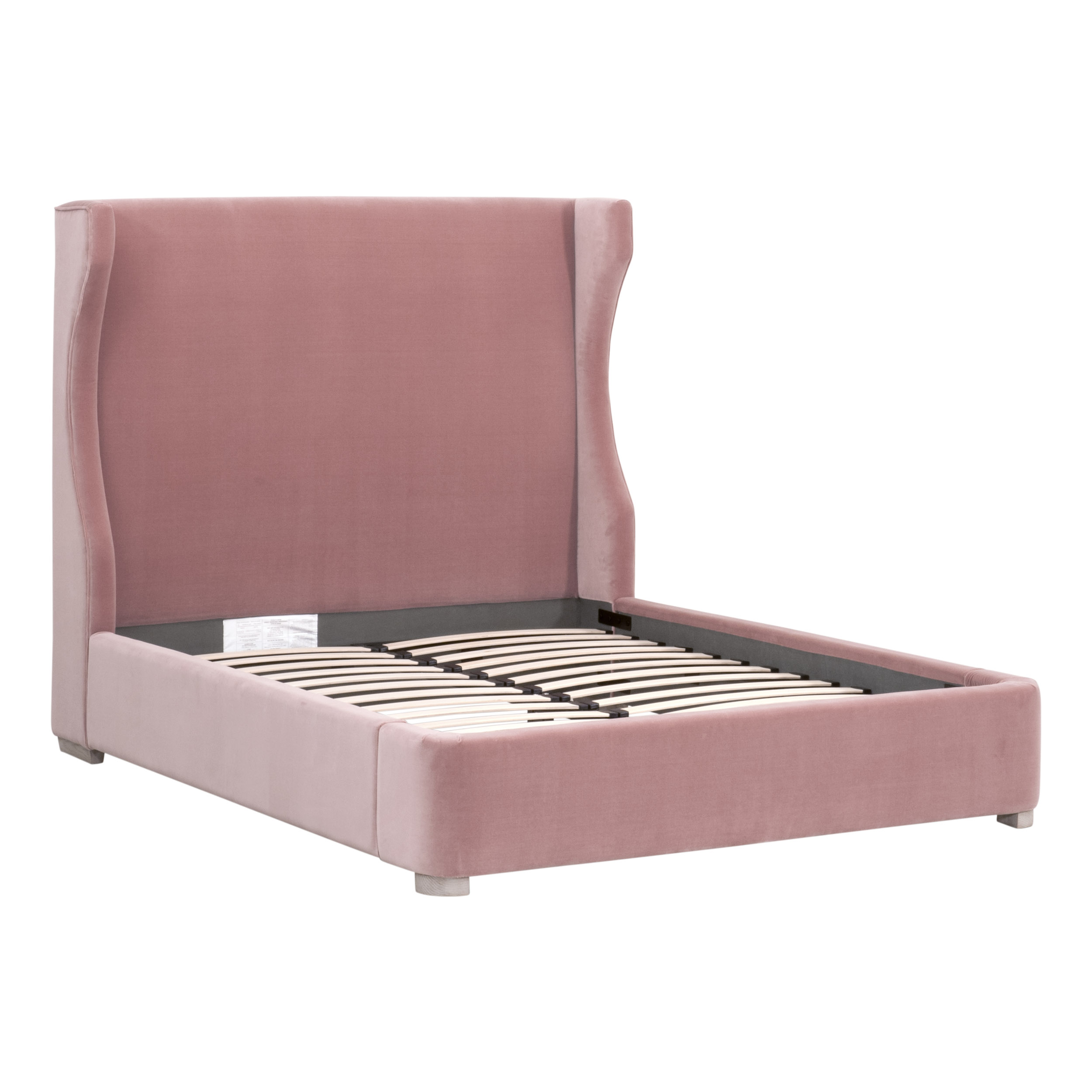 Essentials Balboa Queen Bed - Petal Velvet, Natural Gray Oak