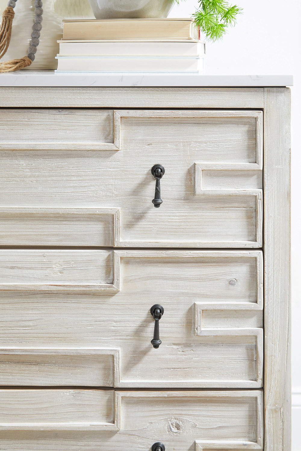 Essentials - Bella Antique Emerie Entry Cabinet in White Wash Pine