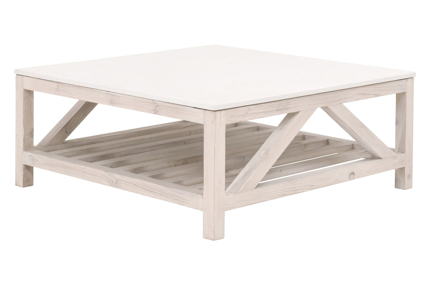 Essentials Bella Antique Spruce Square Coffee Table - White Wash Pine