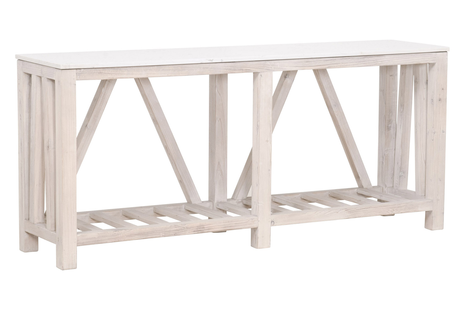 Essentials - Bella Antique Spruce Console Table in White Wash Pine