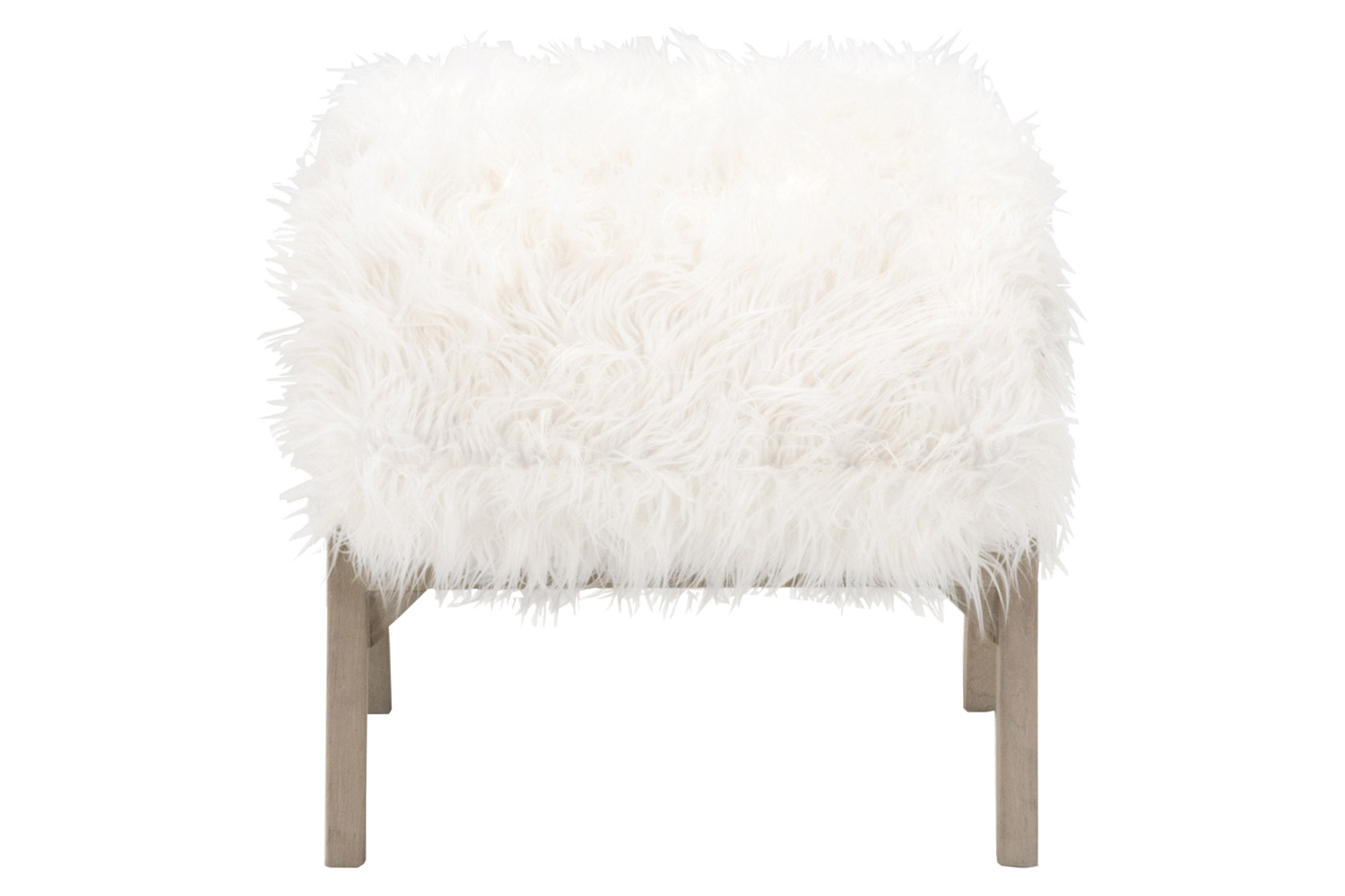 Essentials - Bella Antique Tibet Ottoman in White Fur