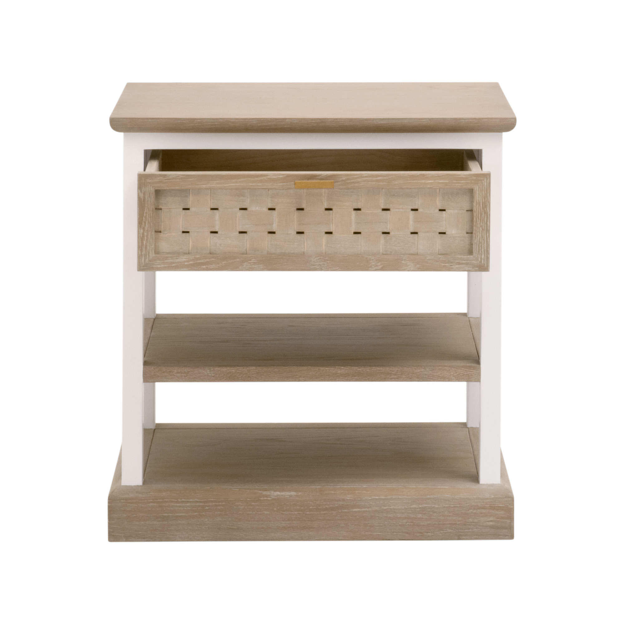 Essentials - Weave 1-Drawer Rectangular Side Table in Smoke Gray Oak, White Painted Oak