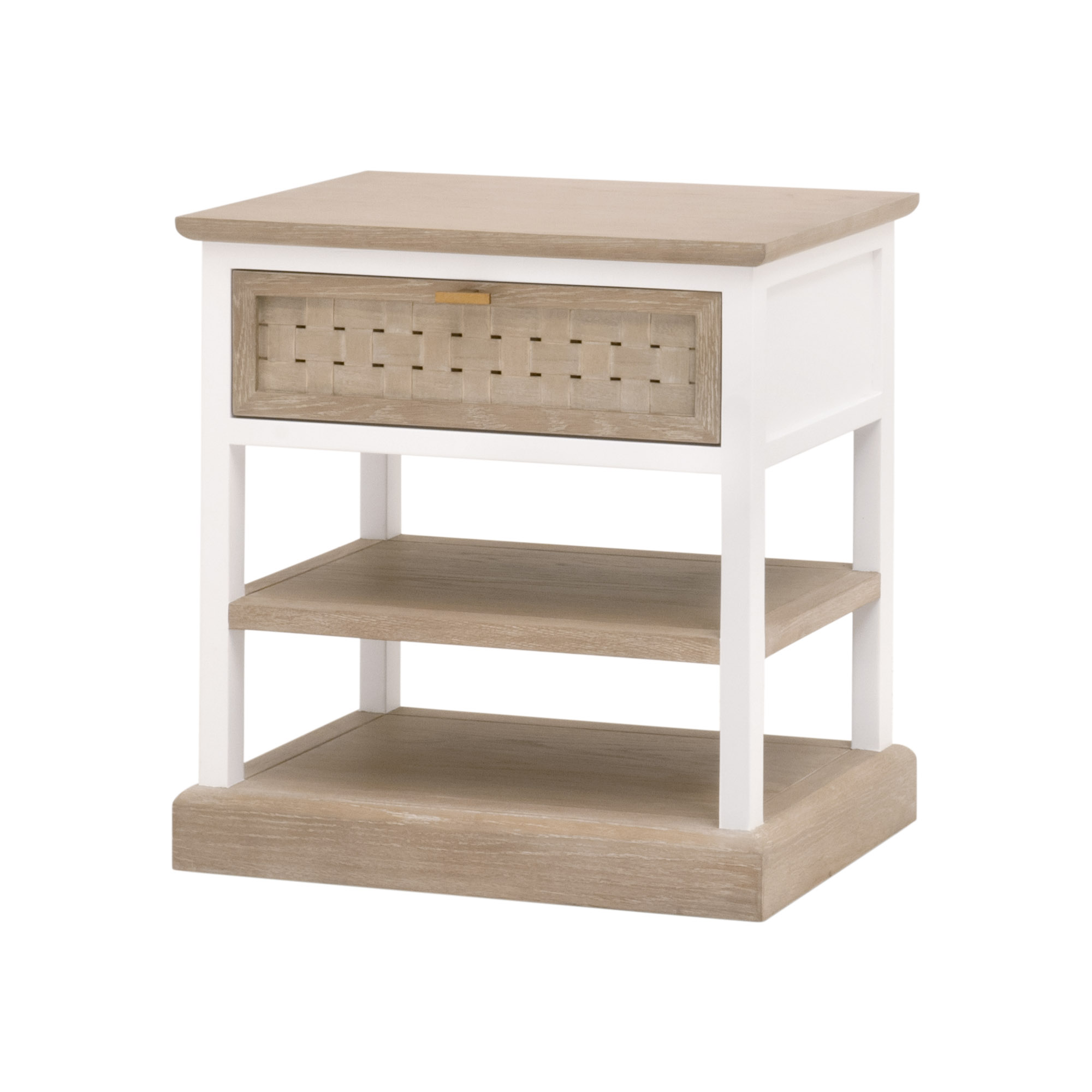 Essentials - Weave 1-Drawer Rectangular Side Table in Smoke Gray Oak, White Painted Oak