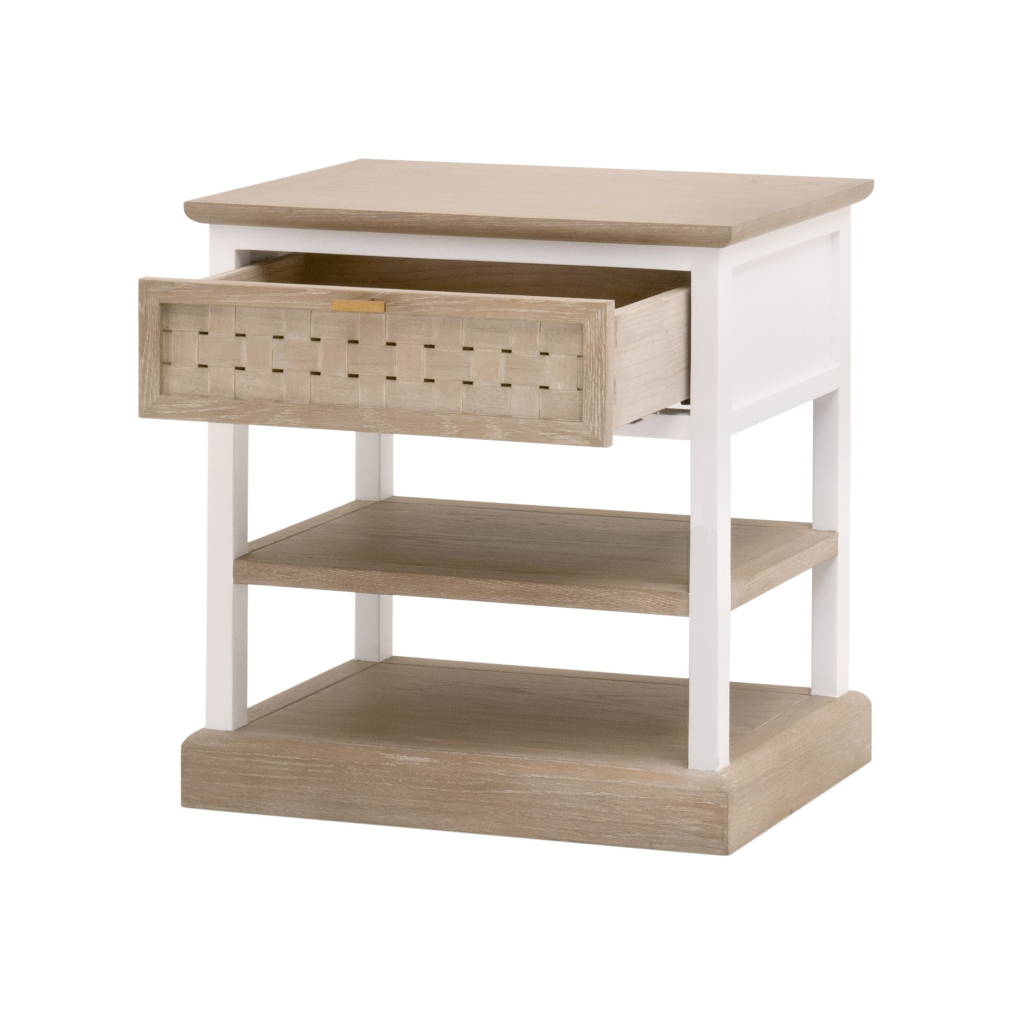 Essentials - Weave 1-Drawer Rectangular Side Table in Smoke Gray Oak, White Painted Oak