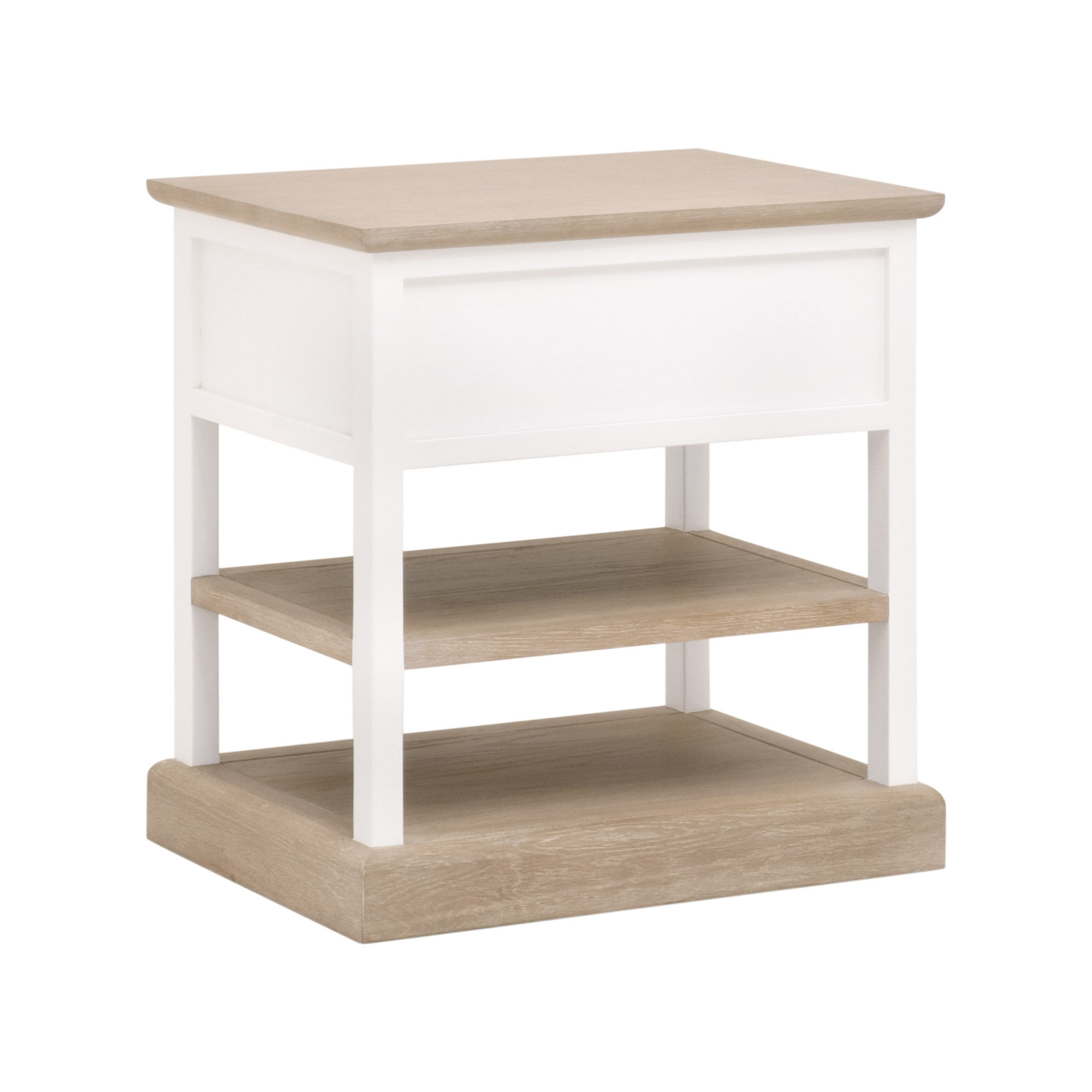 Essentials - Weave 1-Drawer Rectangular Side Table in Smoke Gray Oak, White Painted Oak