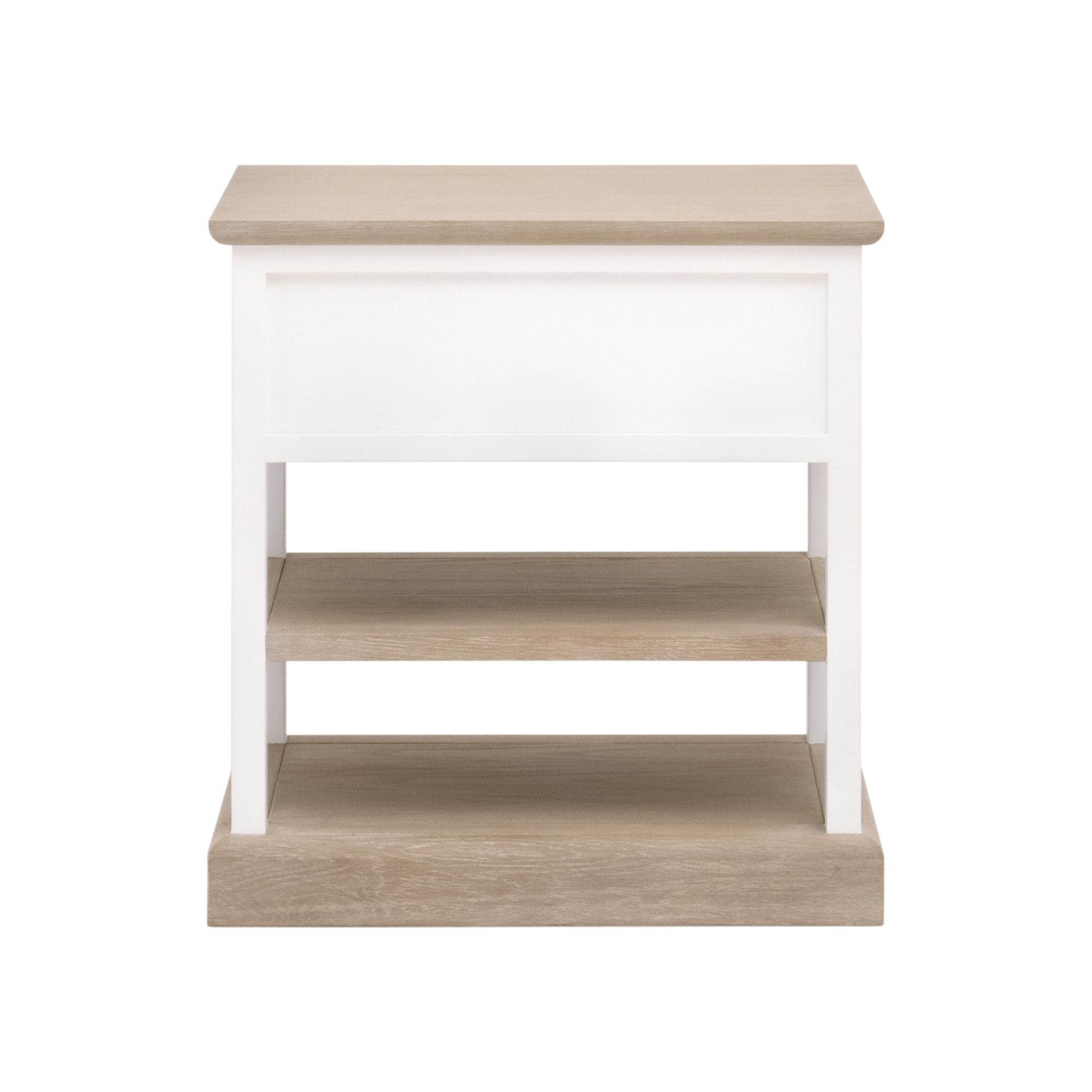 Essentials - Weave 1-Drawer Rectangular Side Table in Smoke Gray Oak, White Painted Oak