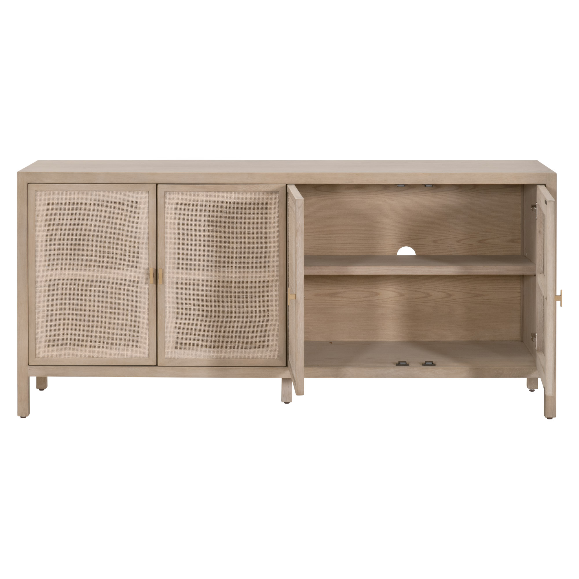 Essentials - Carina Media Sideboard in Smoke Gray Oak, Smoke Gray Cane