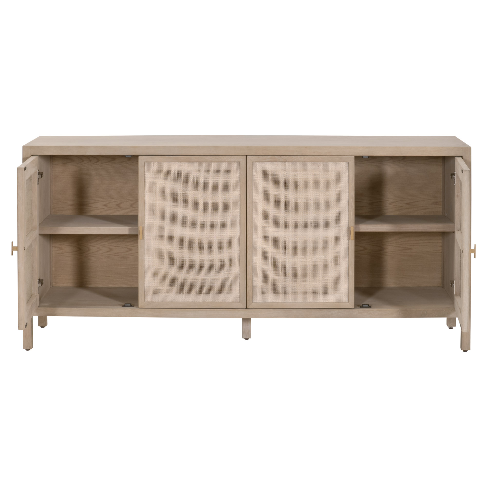 Essentials - Carina Media Sideboard in Smoke Gray Oak, Smoke Gray Cane