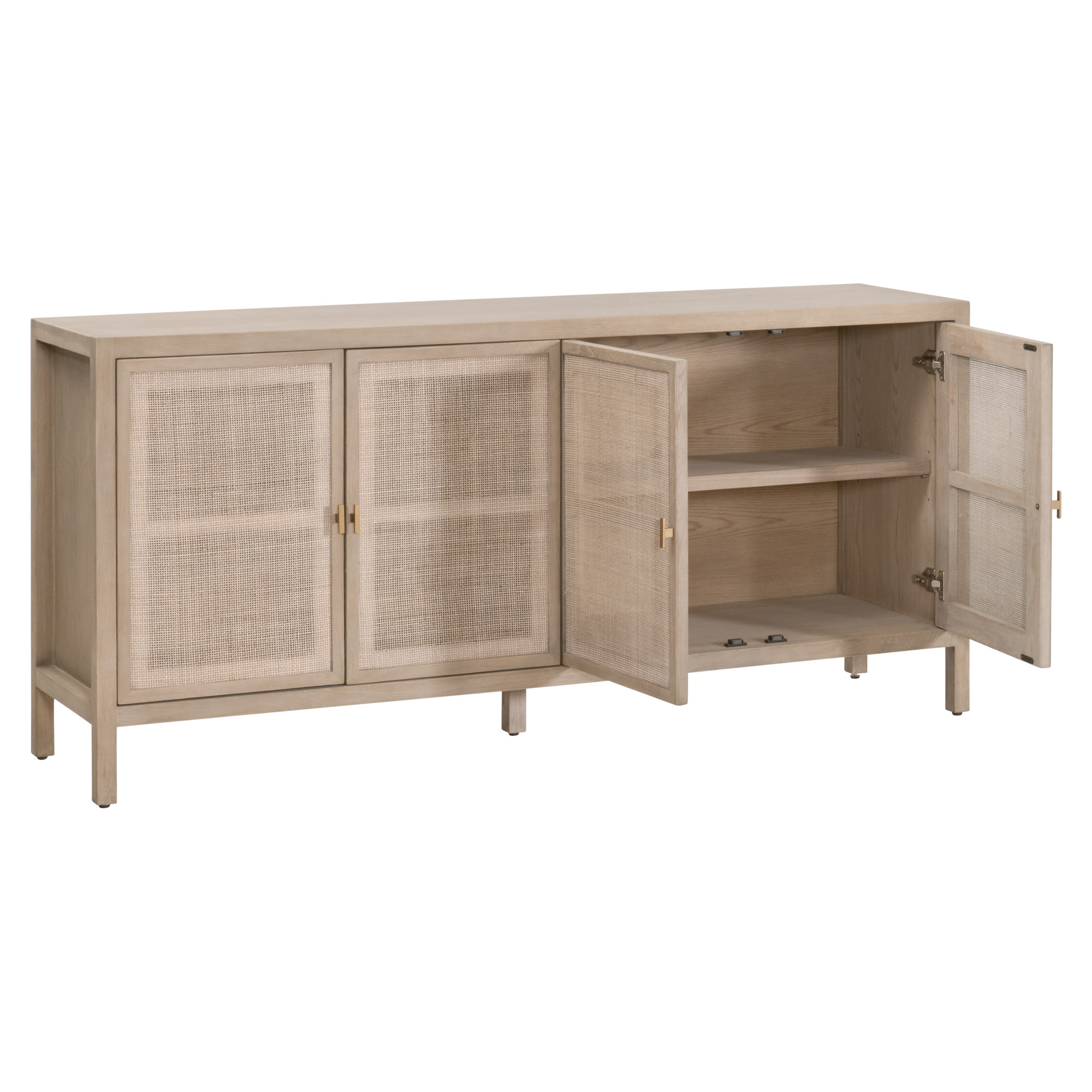 Essentials - Carina Media Sideboard in Smoke Gray Oak, Smoke Gray Cane