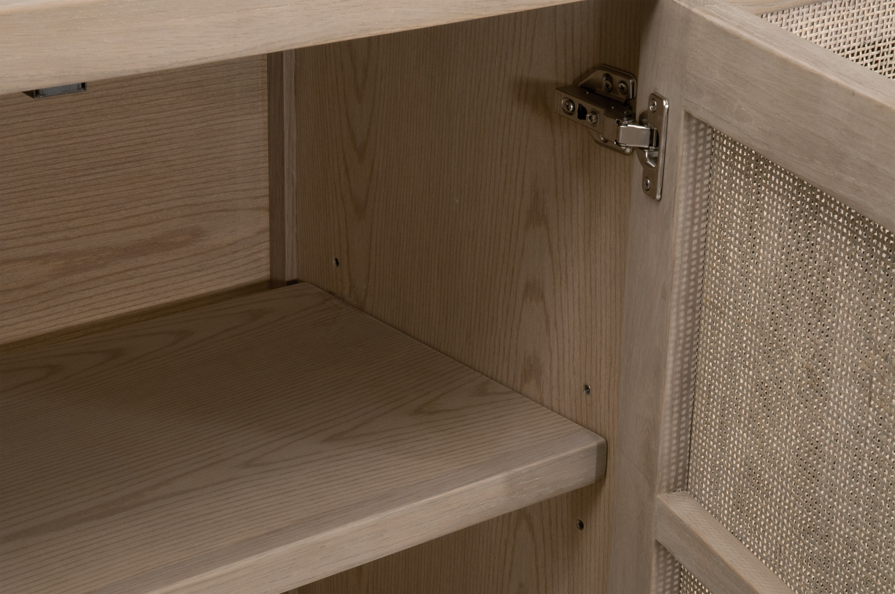 Essentials - Carina Media Sideboard in Smoke Gray Oak, Smoke Gray Cane